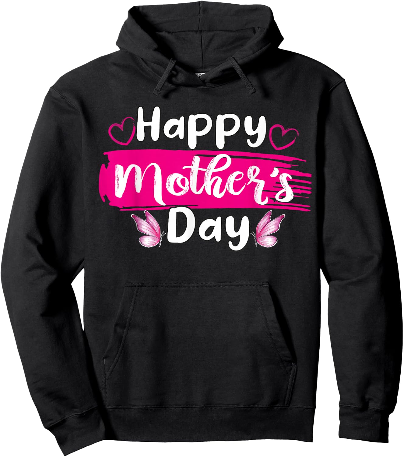 Happy Mothers Day Mommy Love Mom hearts butterfly Hoodie - Hoodie | Black