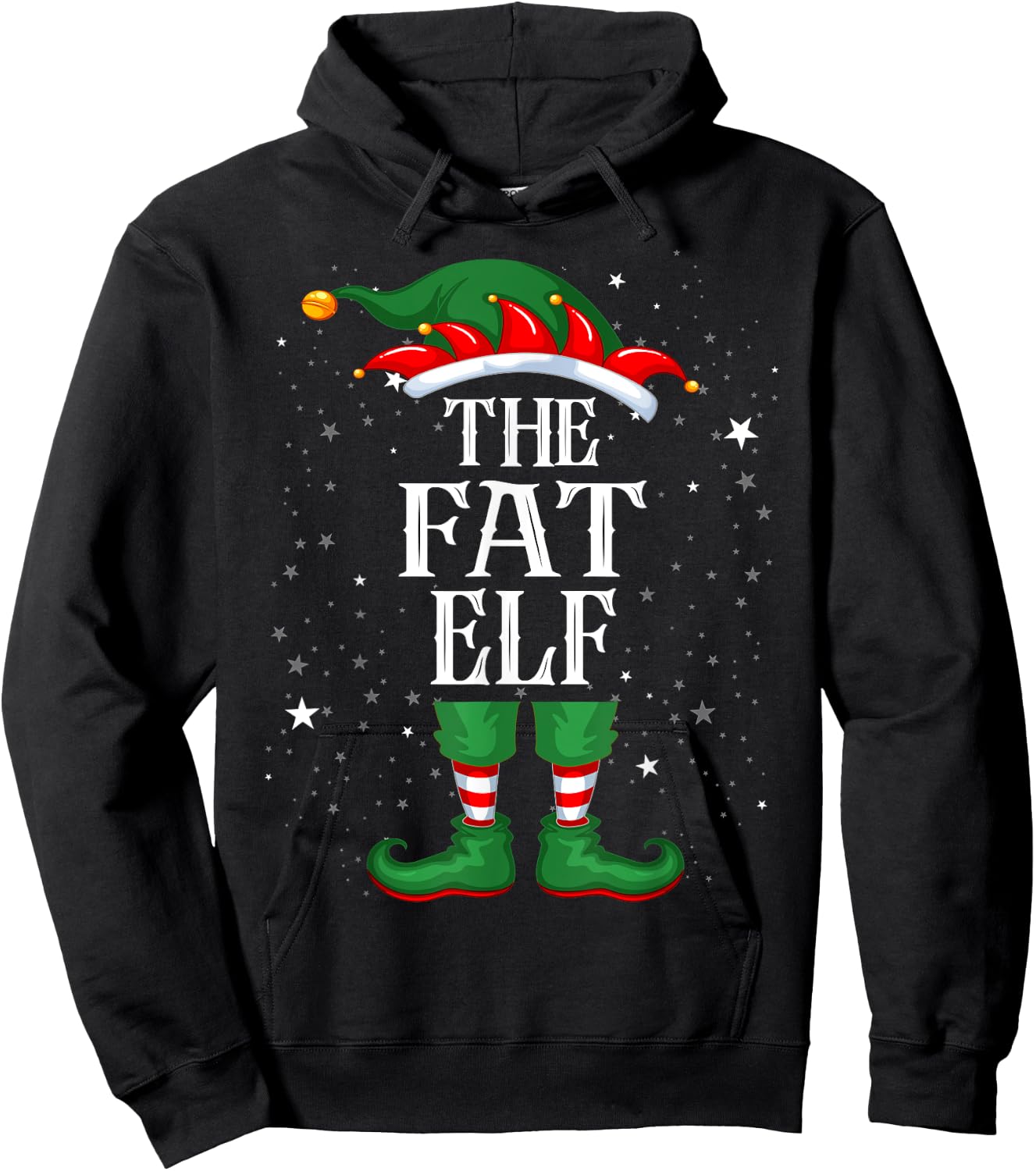 Christmas Elf Matching Family Group Funny The Fat Elf Hoodie - Hoodie | Black