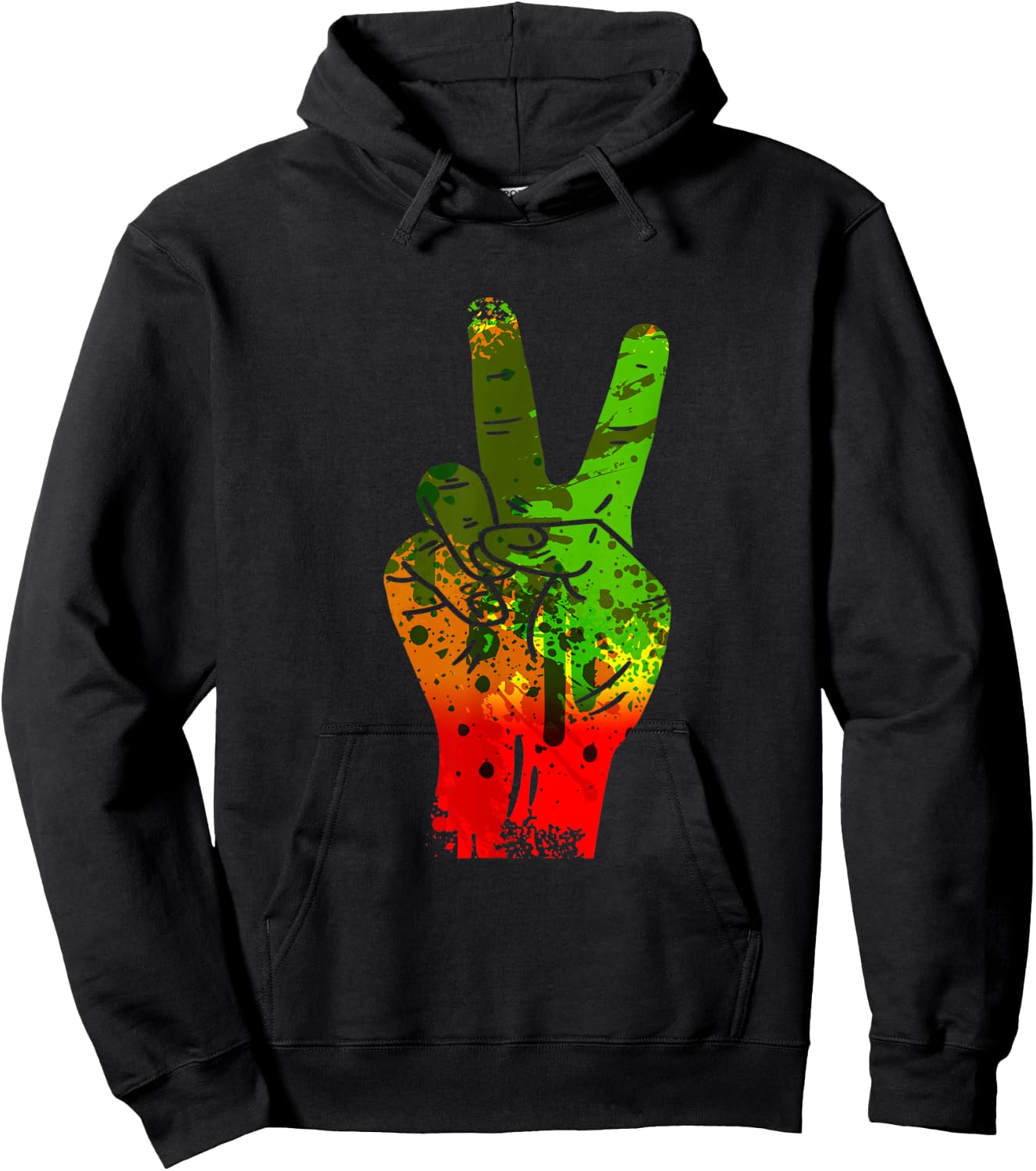 Hippie Peace Sign Rasta Reggae Music Splash Jamaica Hoodie - Hoodie | Black