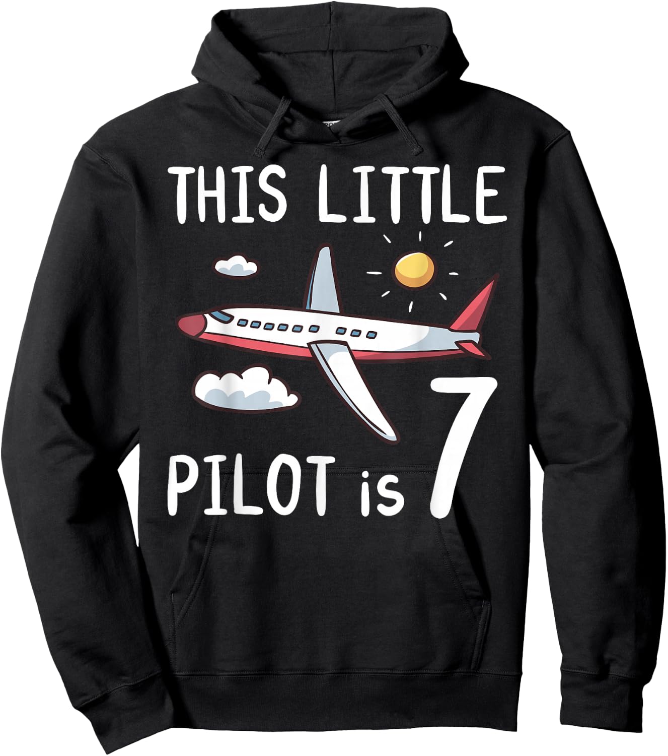 This Little Pilot is 7 Years Old Birthday Boy Girl Airplane Hoodie - Hoodie | Black