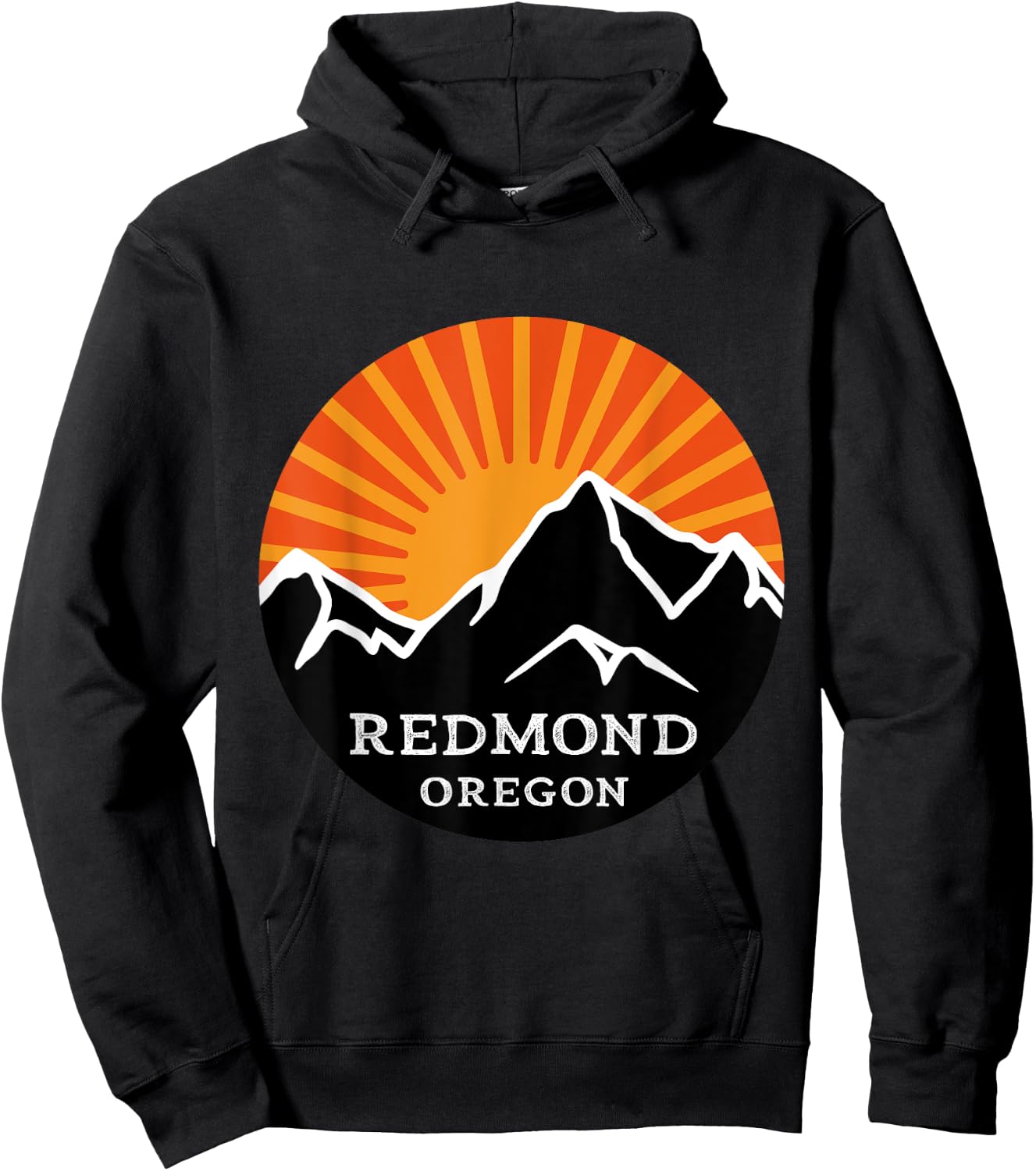 Redmond Oregon Retro Sunset Mountains Vintage Sun Vacation Hoodie - Hoodie | Black