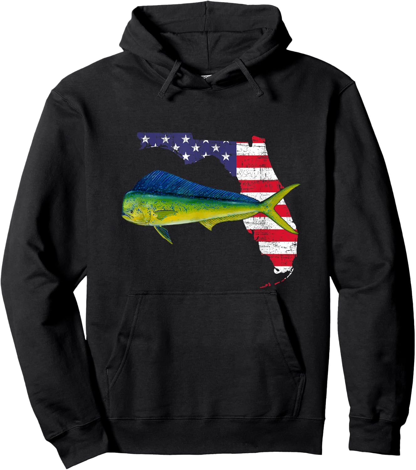 Mahi Mahi Florida, American Flag, Fishing Mahi Mahi Hoodie - Hoodie | Black