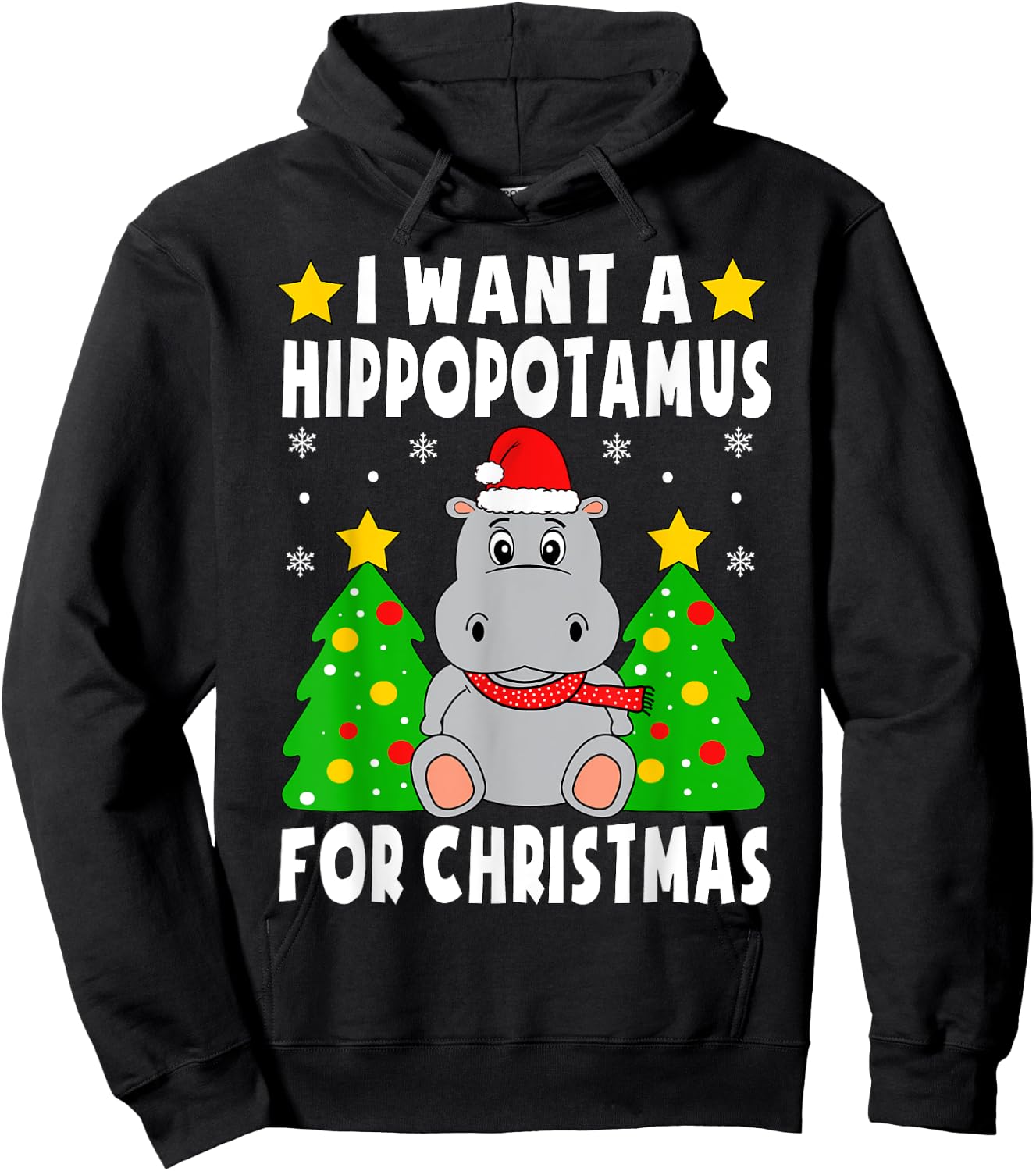 I Want A Hippopotamus For Christmas Hippo Pajamas Boys Girls Hoodie - Hoodie | Black