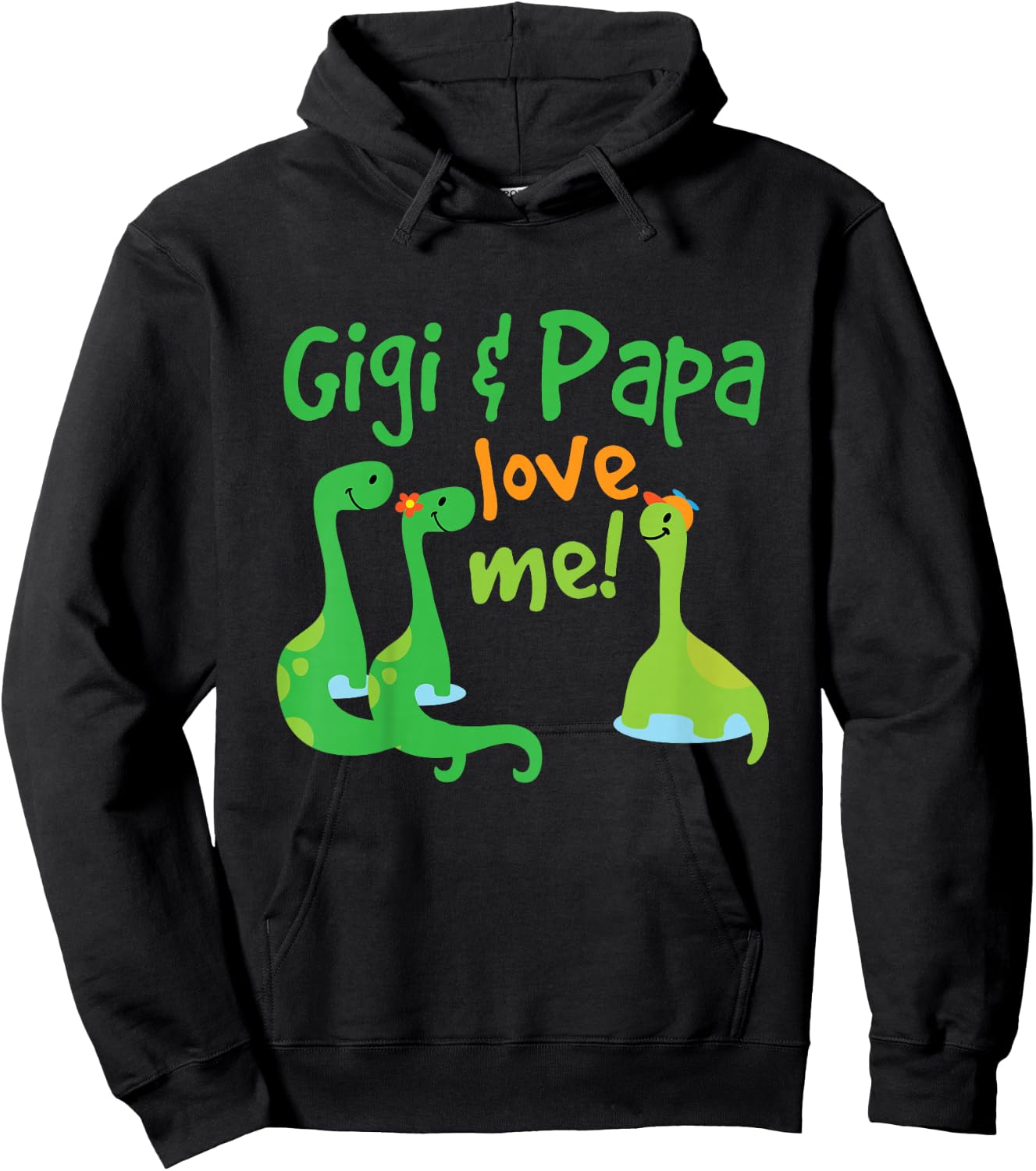 Kids Gigi and Papa Love Me Grandson Dinosaur Hoodie - Hoodie | Black
