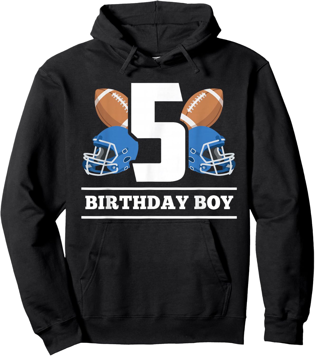 5th Birthday Boy Football Ball 5 Years Old Kids Gift Ideas Hoodie - Hoodie | Black