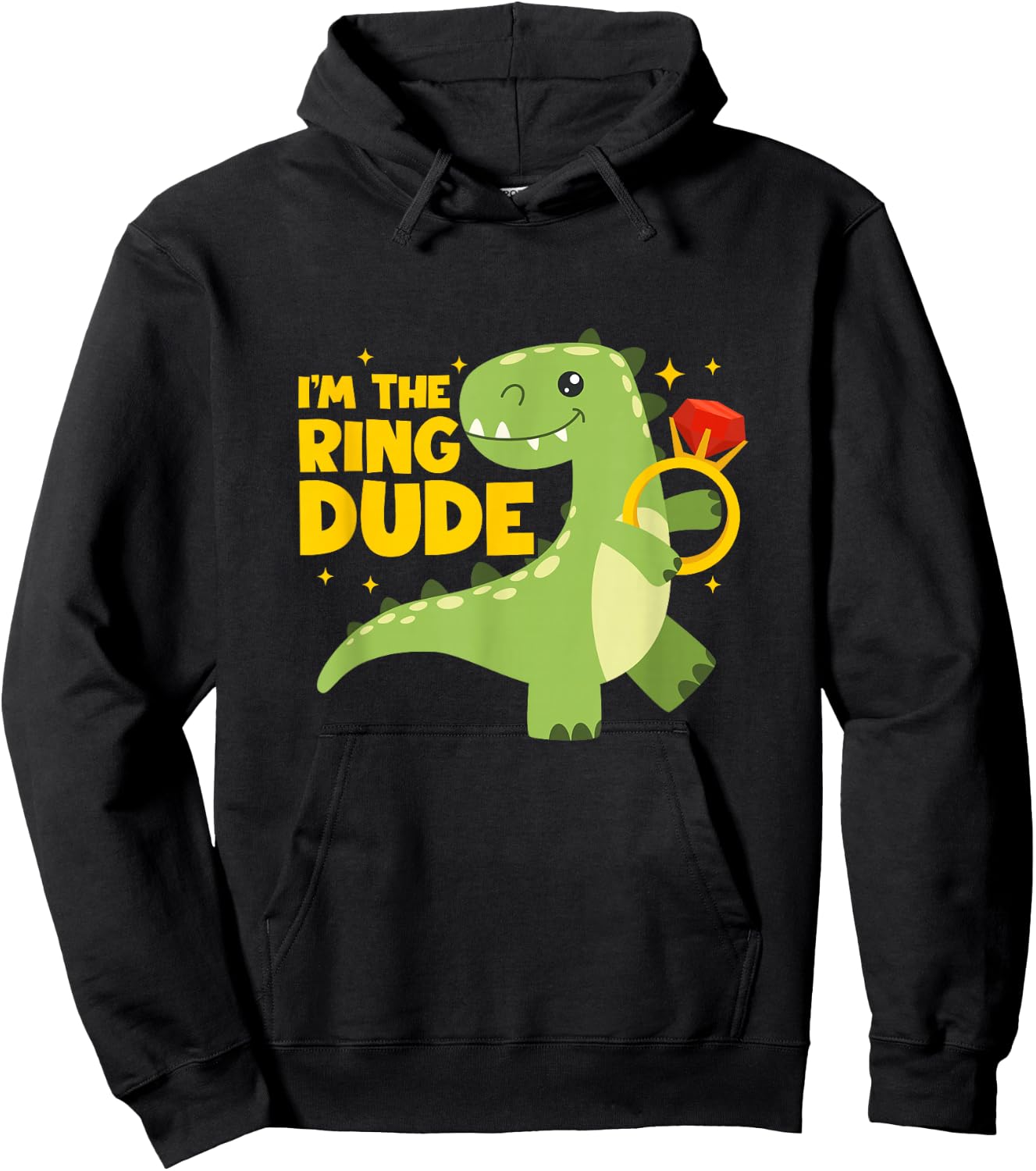 I'm The Ring Dude Dinosaur Ring Bearer Dino Wedding Ring Hoodie - Hoodie | Black