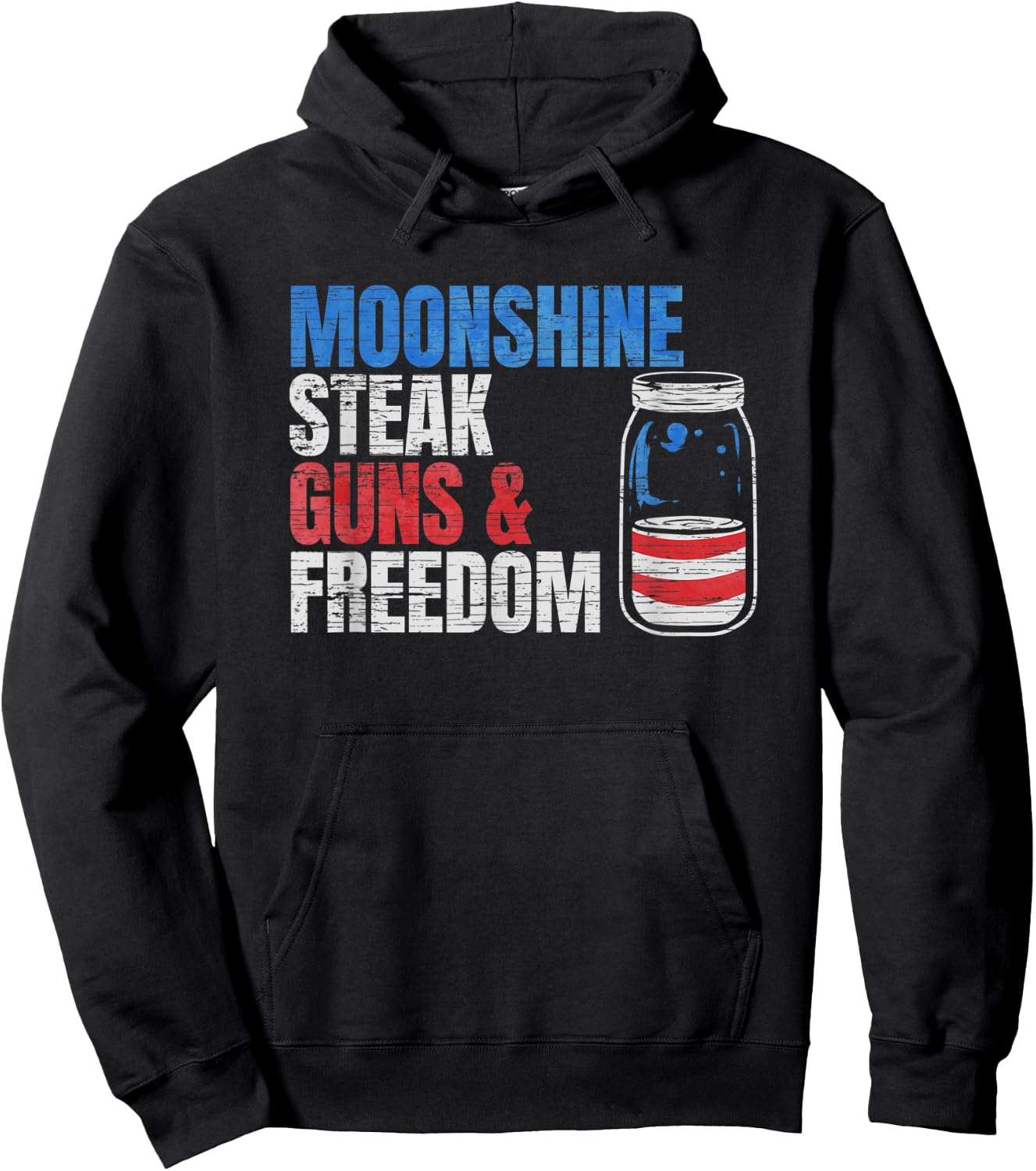 Moonshine Steak Guns & Freedom - USA Flag Men Hoodie - Hoodie | Black