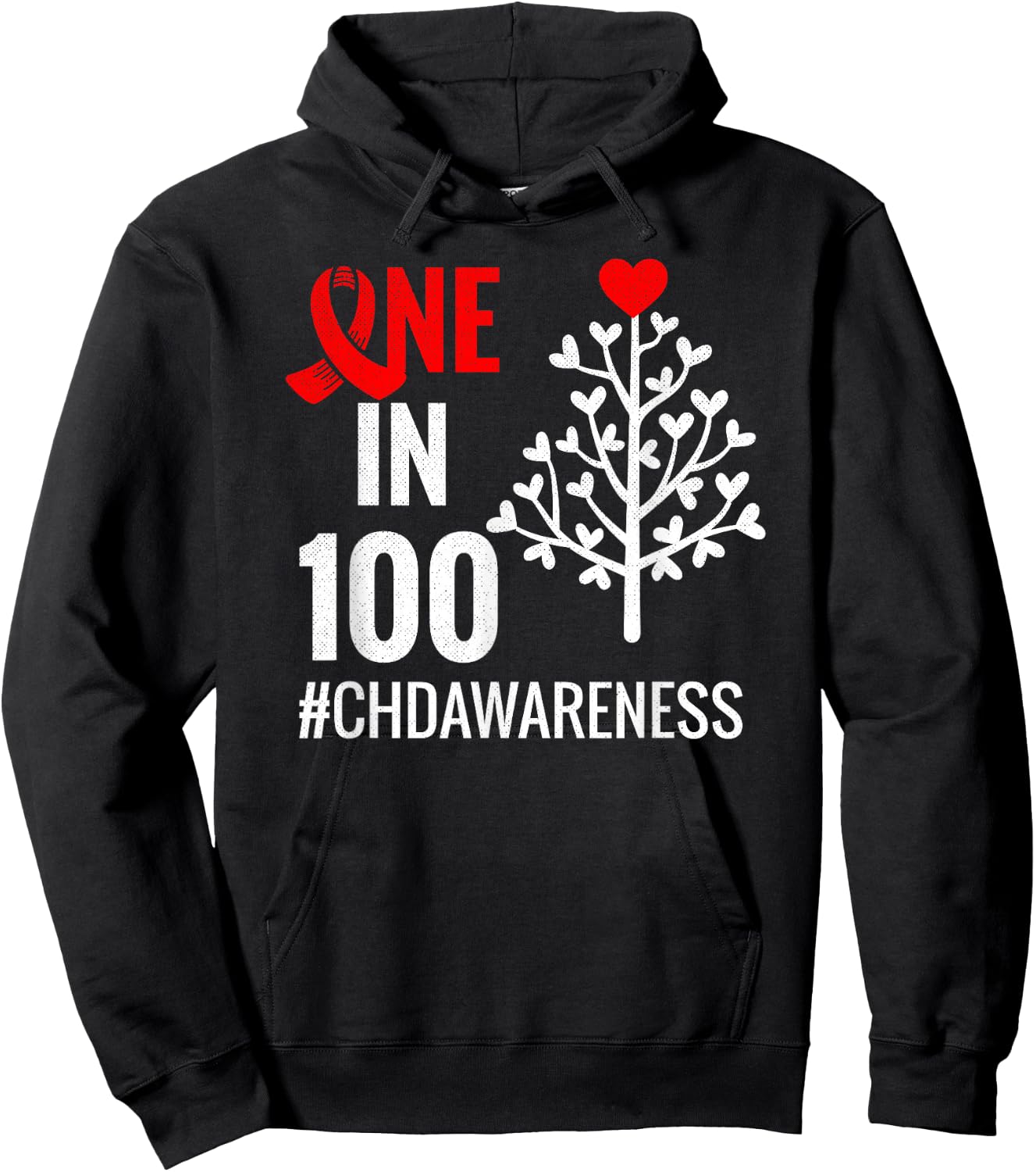 One In 100 | Congenital Heart Defect Month CHD Warrior Hoodie - Hoodie | Black