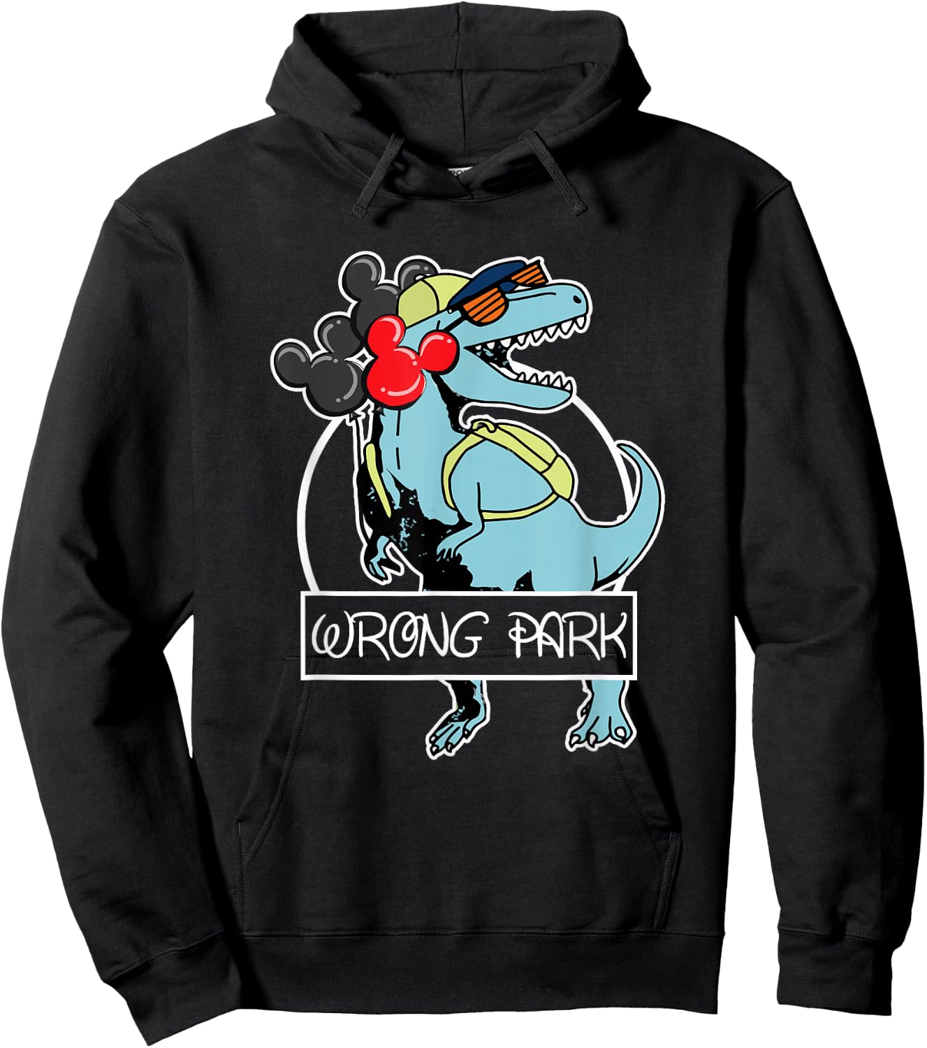 Wrong Park Dinosaur Funny Glasses Hoodie - Hoodie | Black