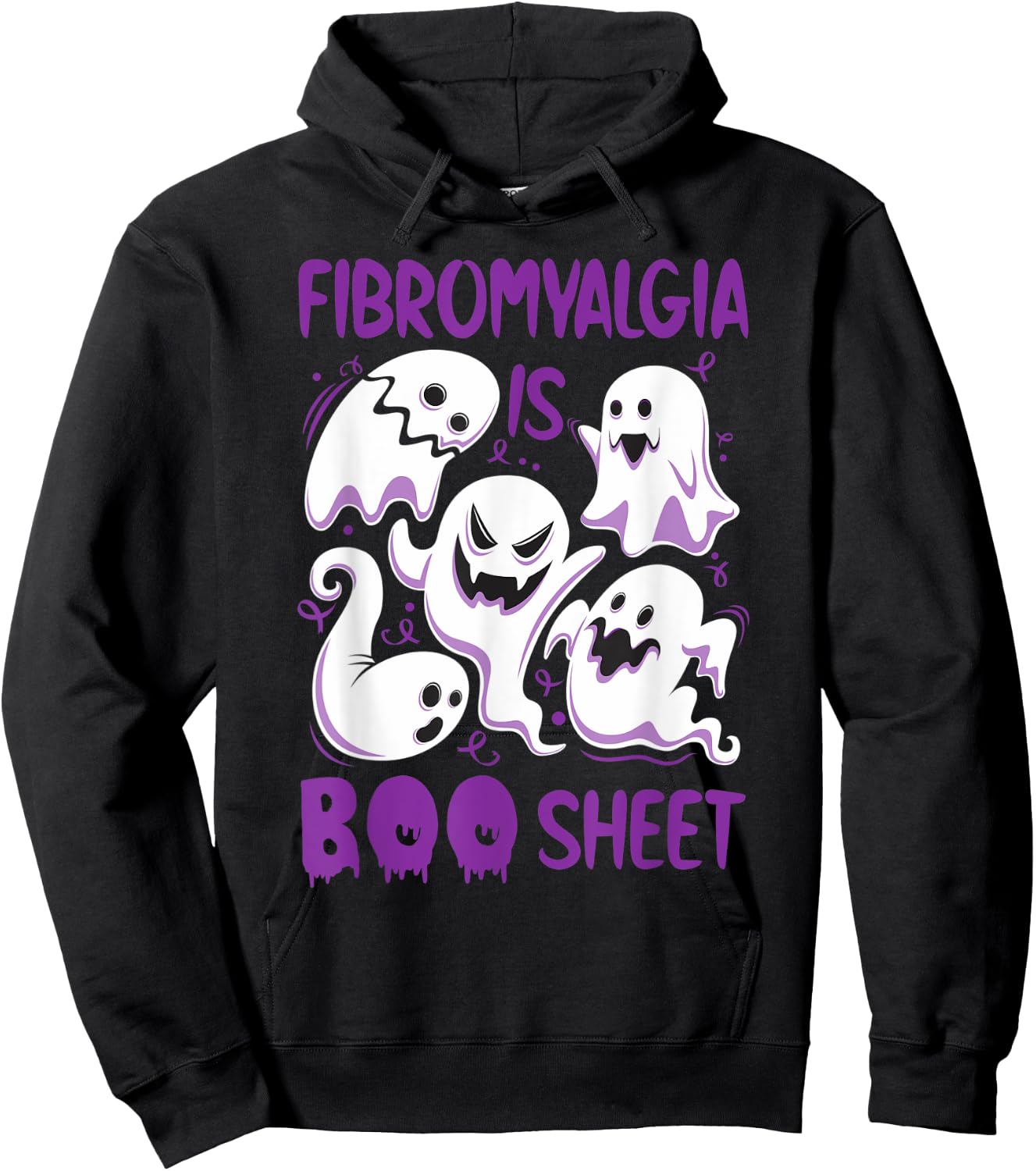 Fibromyalgia is Boo Sheet Purple Boos Funny Halloween Ghost Hoodie - Hoodie | Black