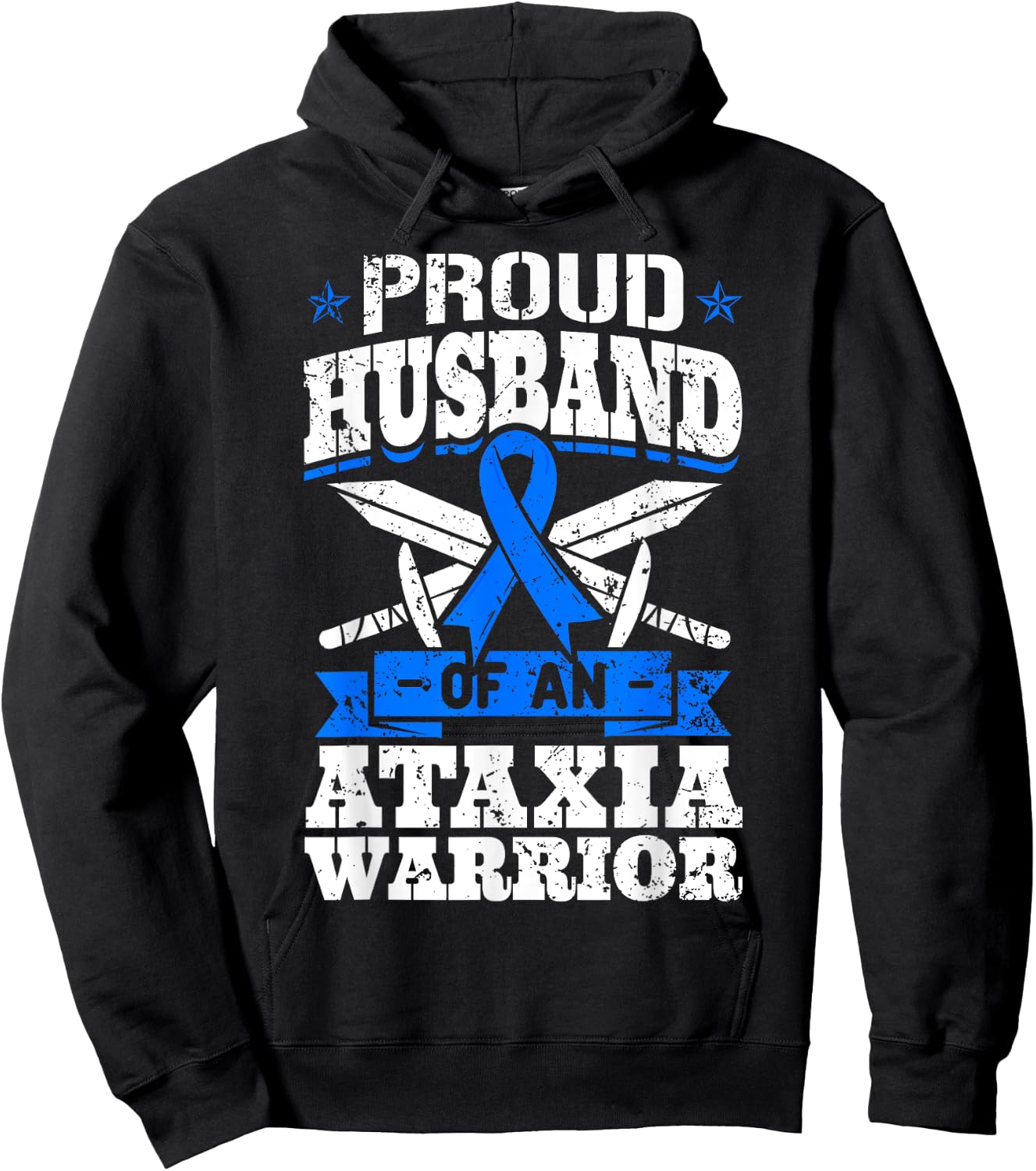 Proud Husband Of An Ataxia Warrior Awareness Ribbon Dystaxia Hoodie - Hoodie | Black