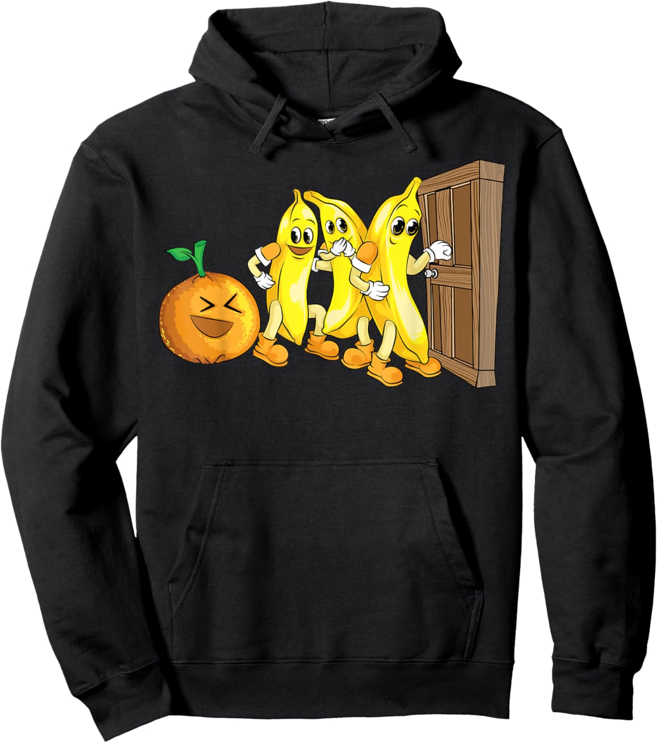 Funny Knock Knock 3 Bananas And Orange Cool Fruit Joke Gift Hoodie - Hoodie | Black