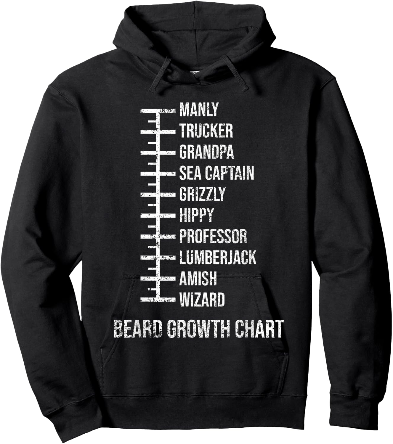 Beard Measurement Chart Beard Length Funny Growth Chart Hoodie - Hoodie | Black