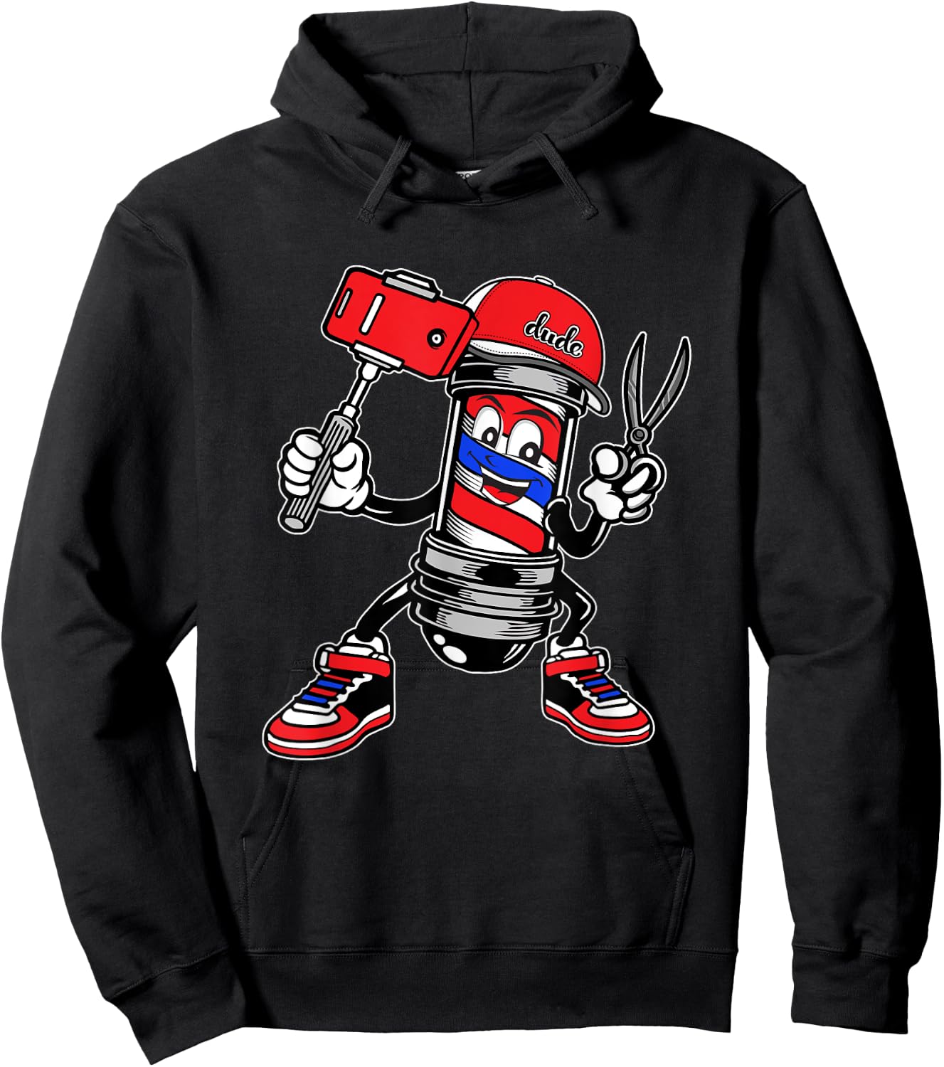 Barbershop Cool Barber Pole Hairdresser Funny Hip Hop Barber Hoodie - Hoodie | Black