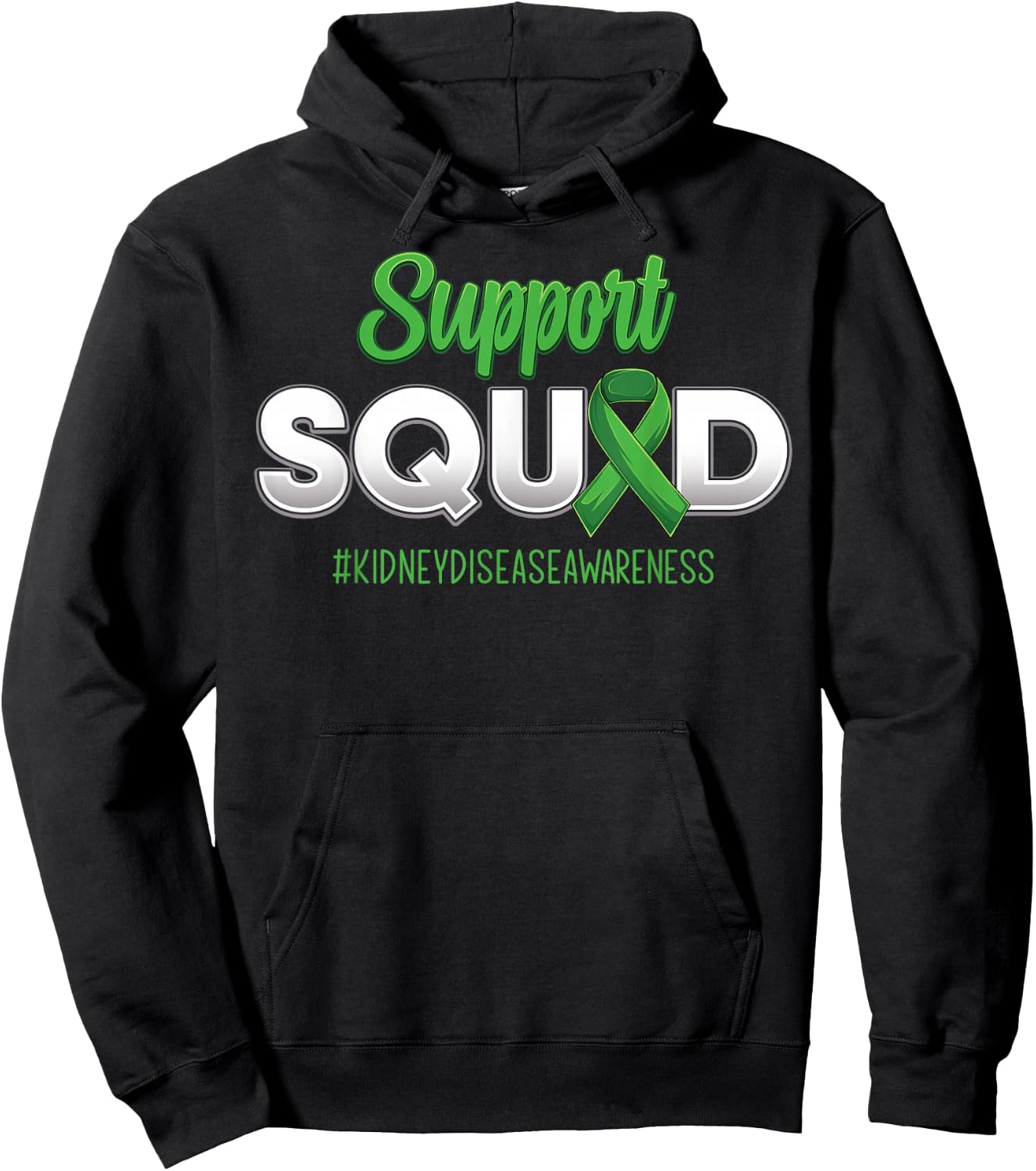 Support Squad Kidney Disease Awareness Fighting Men Women Hoodie - Hoodie | Black