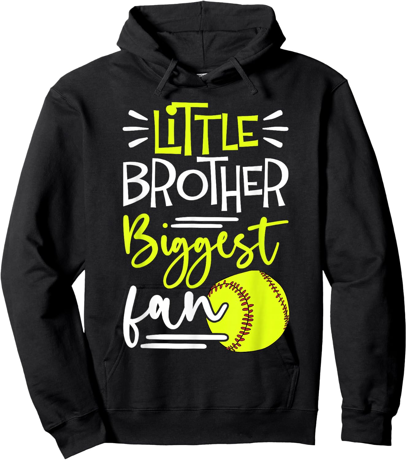 Little Brother Biggest Fan Softball, Softball Boys Hoodie - Hoodie | Black