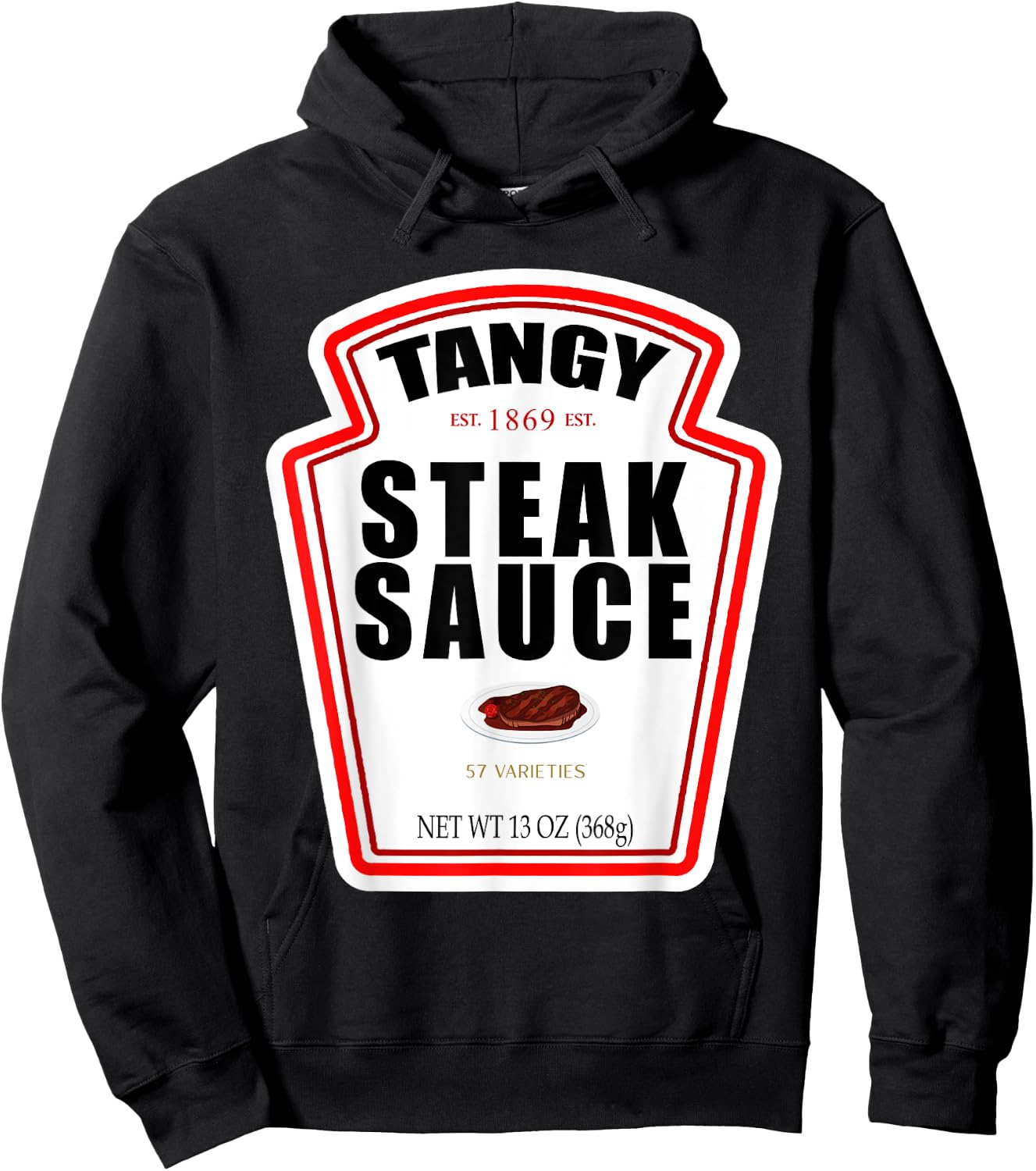 Steak Sauce Bottle Label Funny Halloween Costume Outfit Hoodie - Hoodie | Black