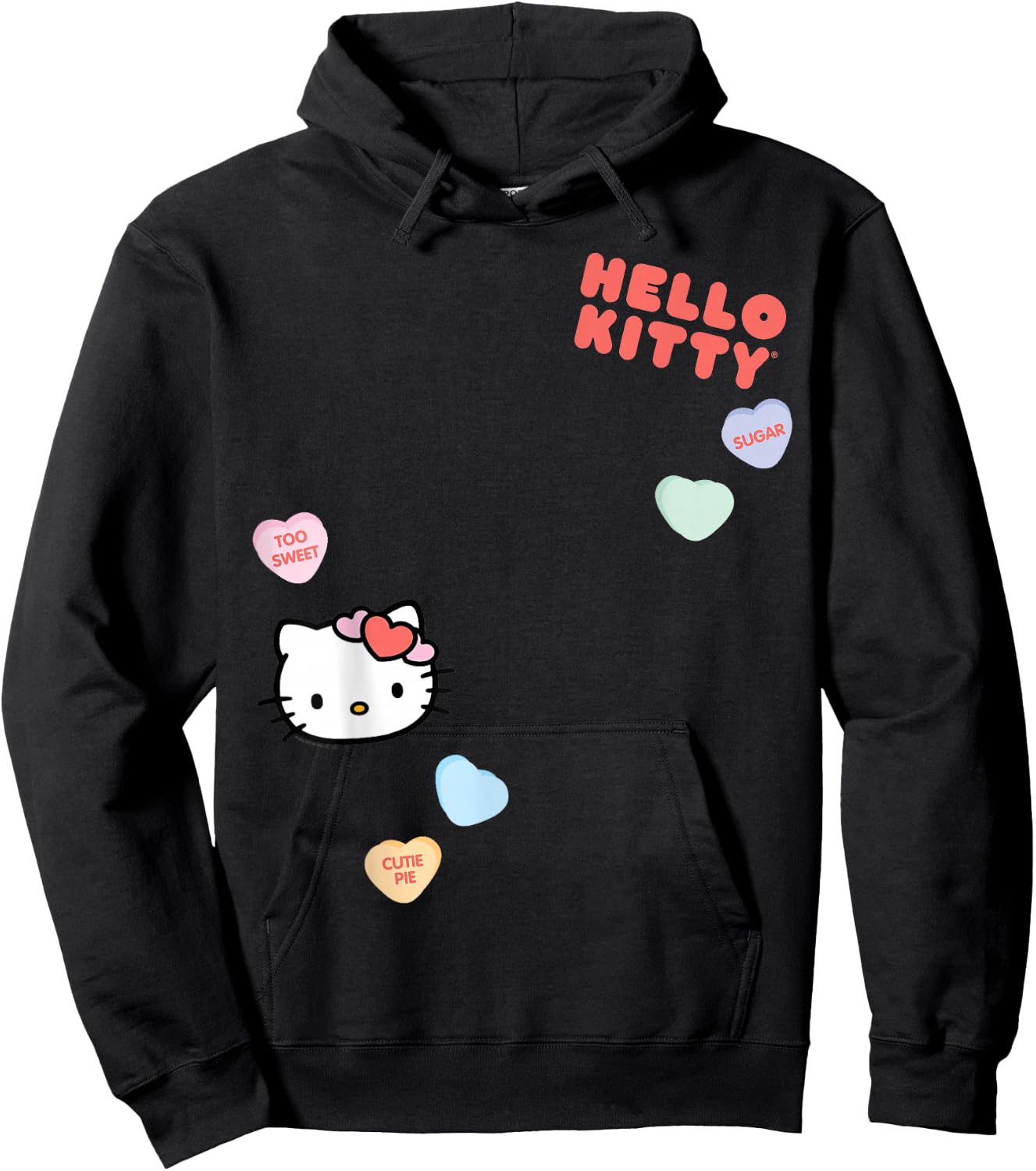Hello Kitty Candy Hearts Valentine Shirt Hoodie - Hoodie | Black