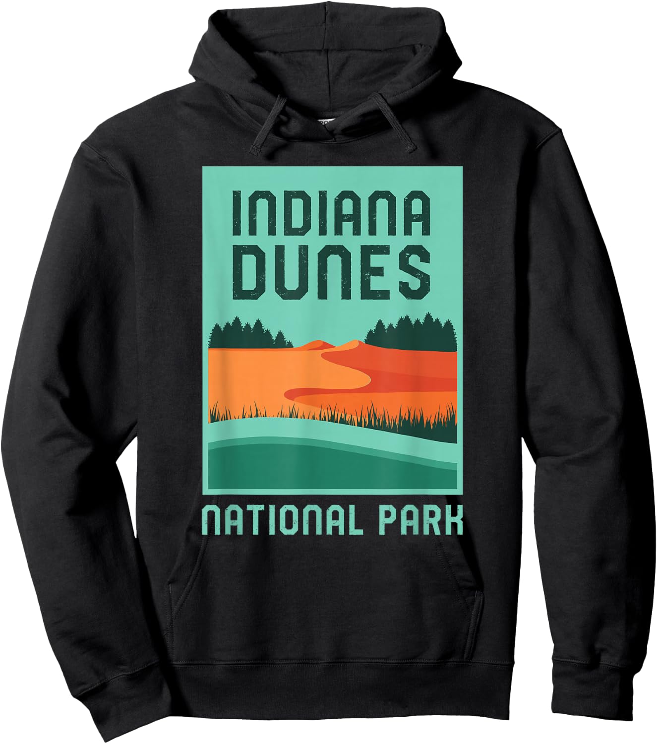 Indiana Dunes National Park Vacation Retro Graphic Hoodie - Hoodie | Black