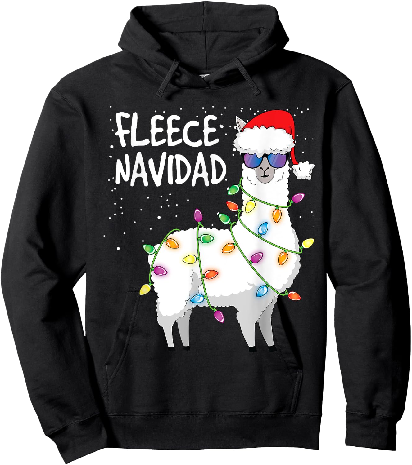 Fleece Navidad Funny Christmas Navidad Llama Hoodie - Hoodie | Black
