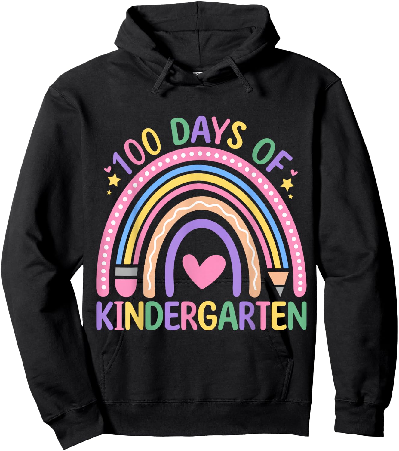 100 Days Of Kindergarten Rainbow Teacher 100 Days Smarter Hoodie - Hoodie | Black