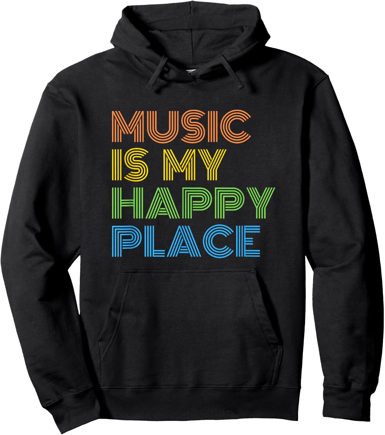 Music is My Happy Place - Funny Music Teacher Musician Band Men Women Kids Hoodie - Hoodie | Black
