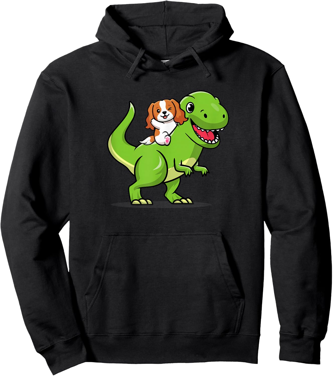 Kawaii Kids Boys Dino Dinosaur Cavalier King Charles Spaniel Hoodie - Hoodie | Black