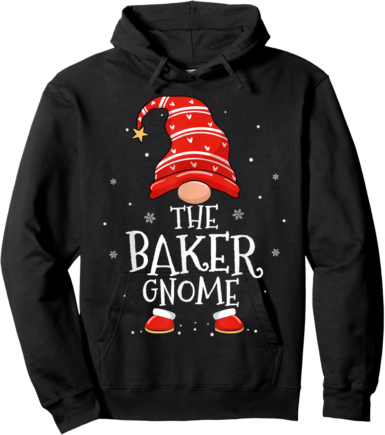 Baker Gnome Xmas Family Matching Funny Christmas Gnomes Hoodie - Hoodie | Black