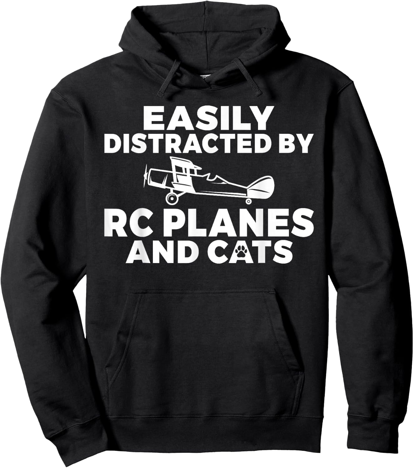 Easily distracted by Rc Planes and Cats Lover RC Plane Hoodie - Hoodie | Black