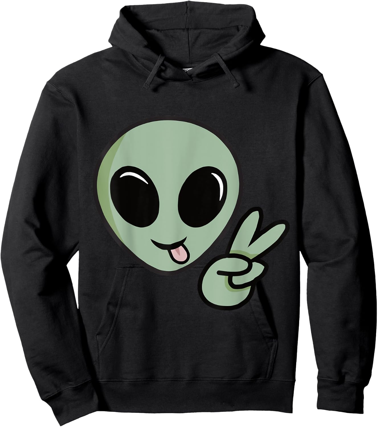 Cute Alien Peace Sign Hoodie - Hoodie | Black