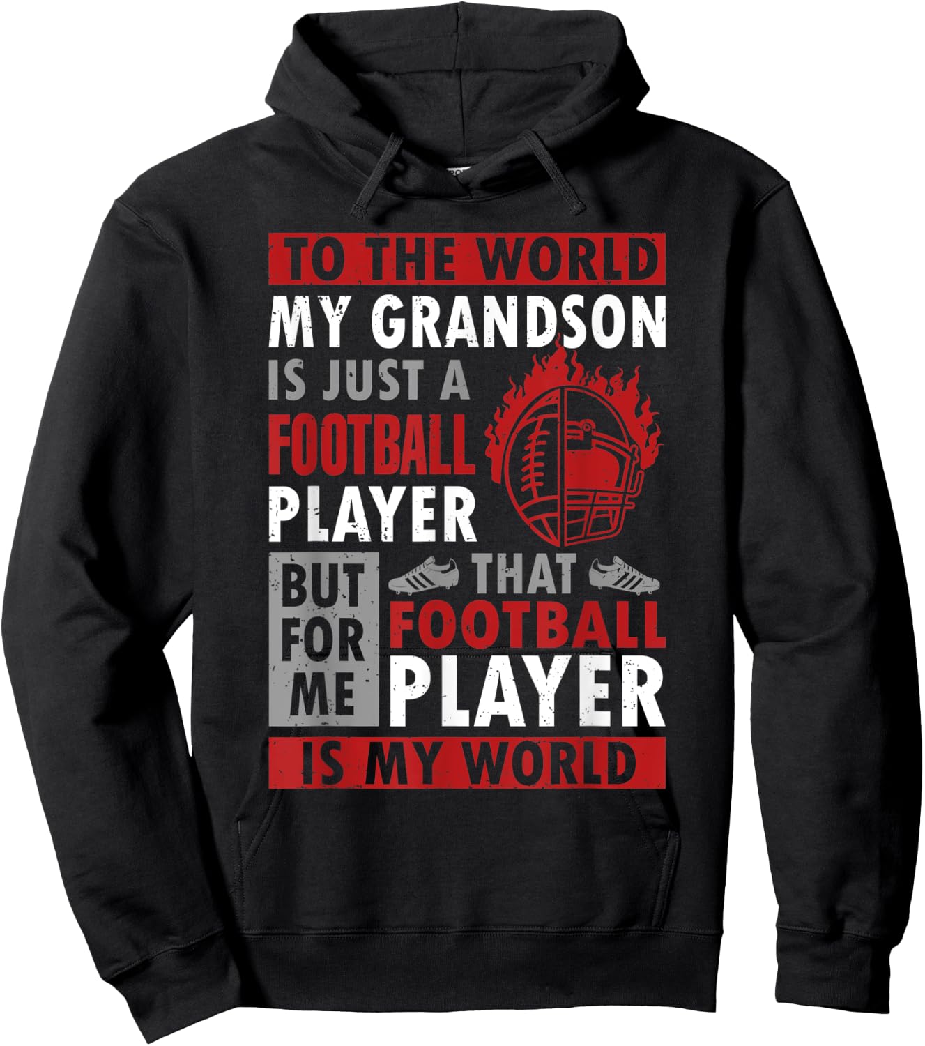 To The Word My Grandson Is Just A Football Player Grandpa Hoodie - Hoodie | Black