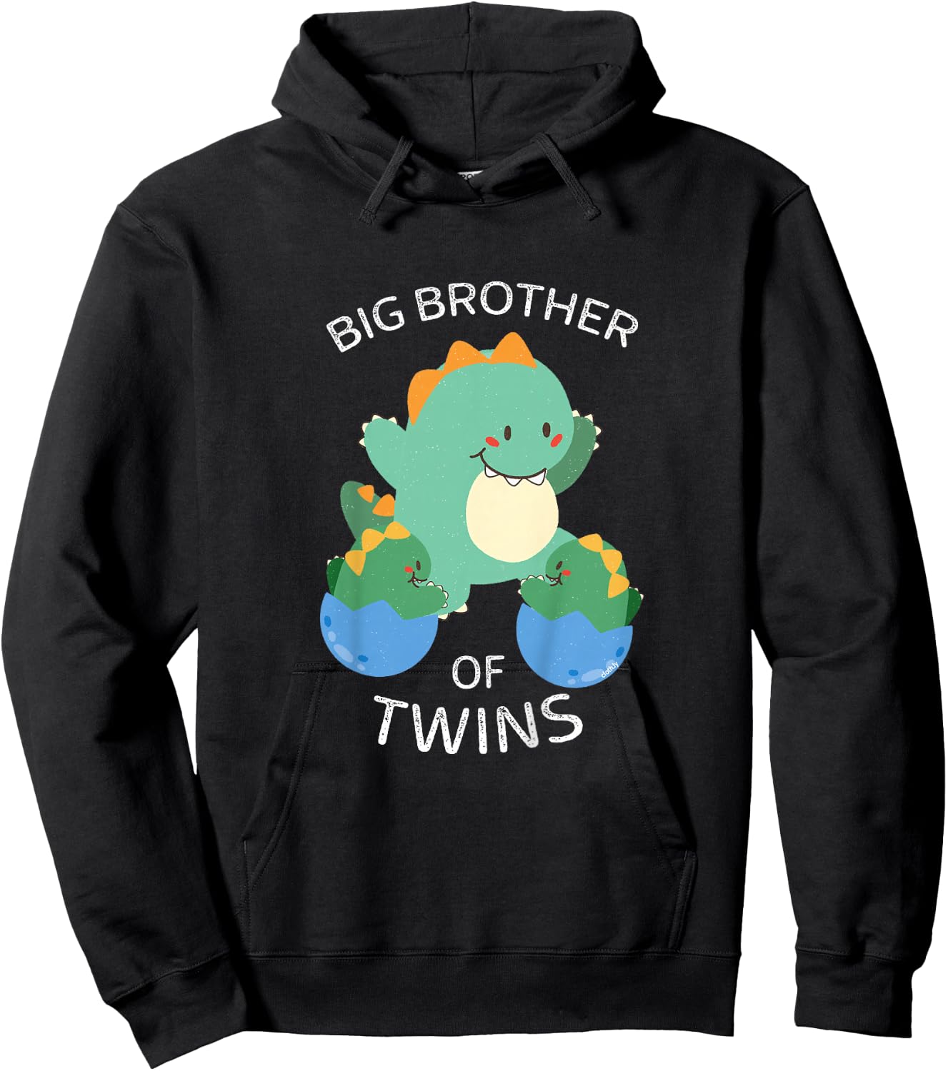 Kids Big Brother of Twins Dinosaur Twin Hoodie - Hoodie | Black