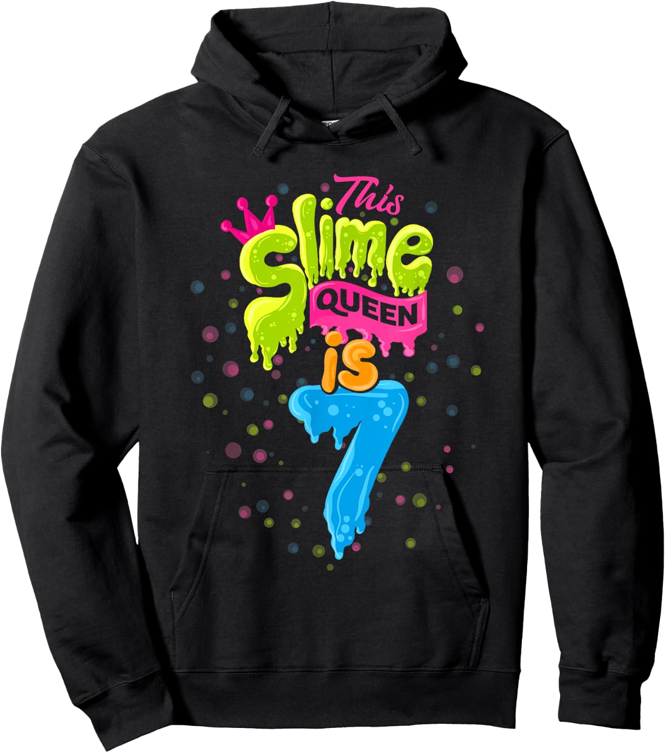 Slime Queen 7th Birthday Slime Shirt 7 Hoodie - Hoodie | Black