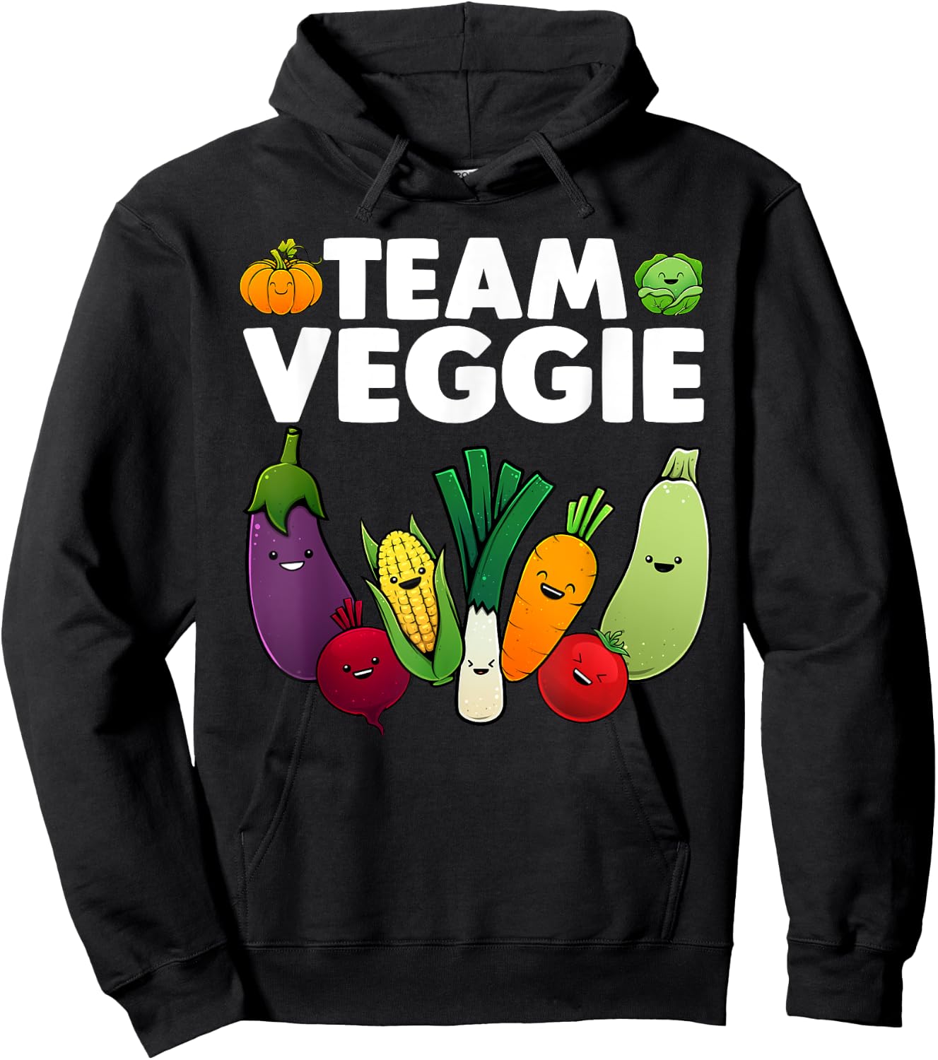 Funny Veggie Art Women Kids Vegan Plant Vegetarian Hoodie - Hoodie | Black