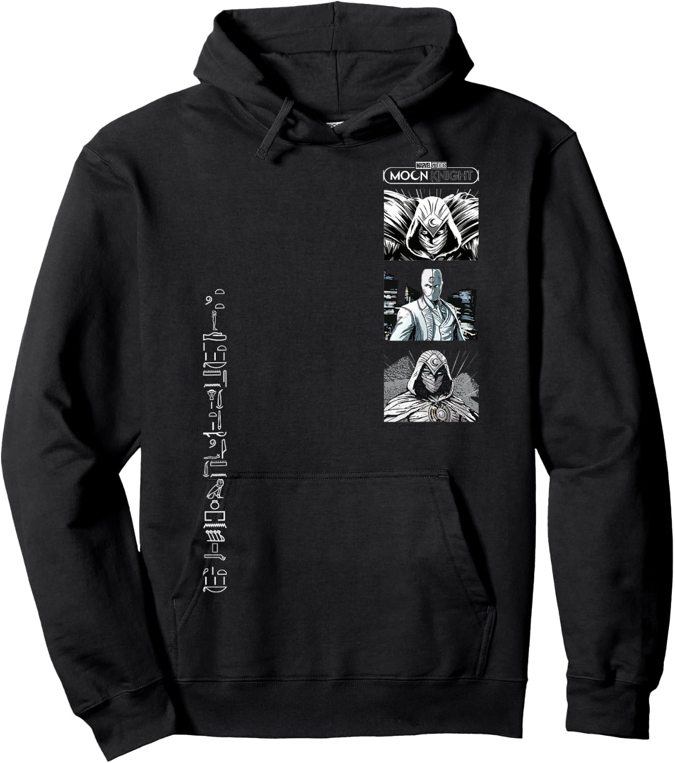 Marvel Moon Knight Comic Panels Logo Hoodie - Hoodie | Black