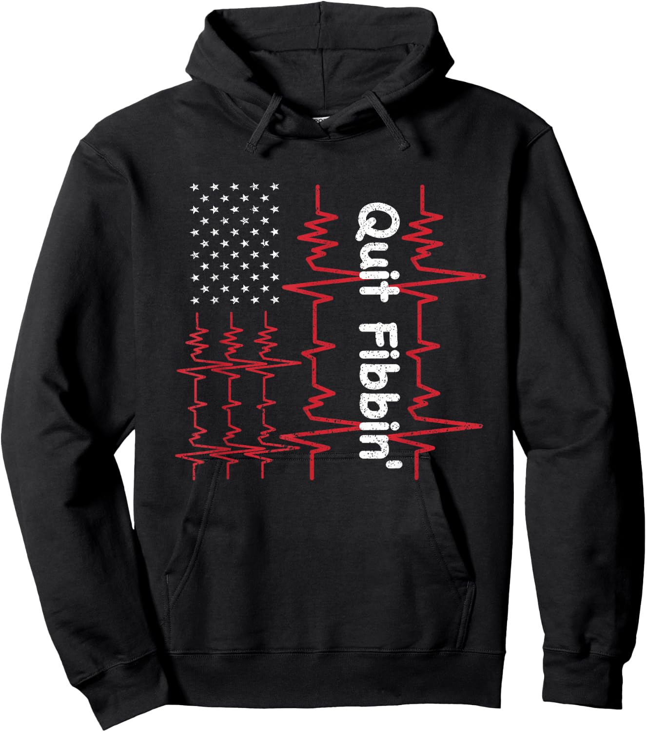 Quit Fibbin shirt USA FLAG Atrial Fibrillation Funny medical Men Hoodie - Hoodie | Black