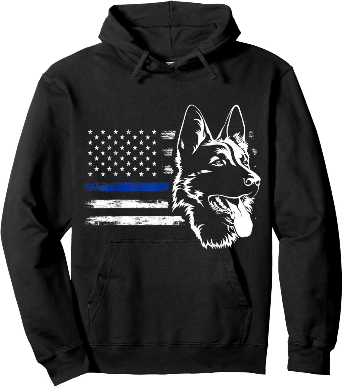 US Flag German Shepherd Police Hoodie - Hoodie | Black
