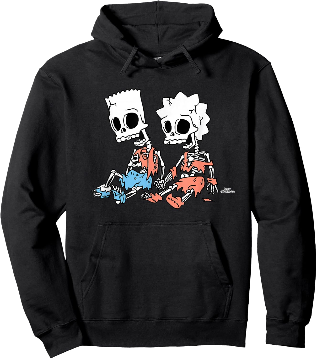 The Simpsons Bart and Lisa Skeletons Treehouse of Horror Hoodie - Hoodie | Black