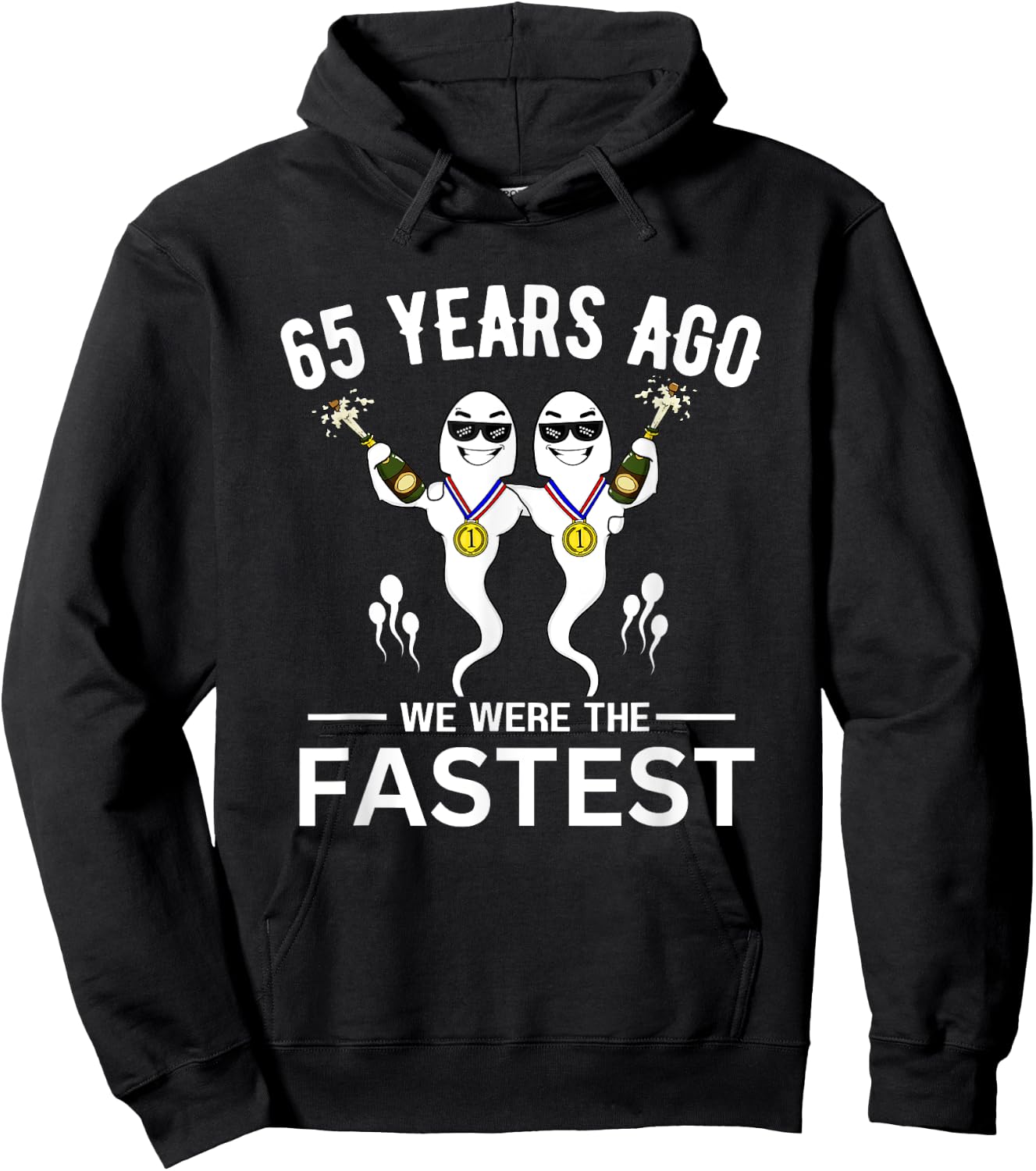 65 Years Ago We Were The Fastest Twin Birthday Hoodie - Hoodie | Black