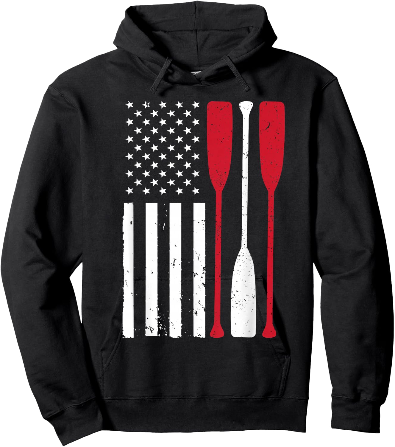 Funny Rowing Art Men Women US America Flag Coxswain Row Crew Hoodie - Hoodie | Black