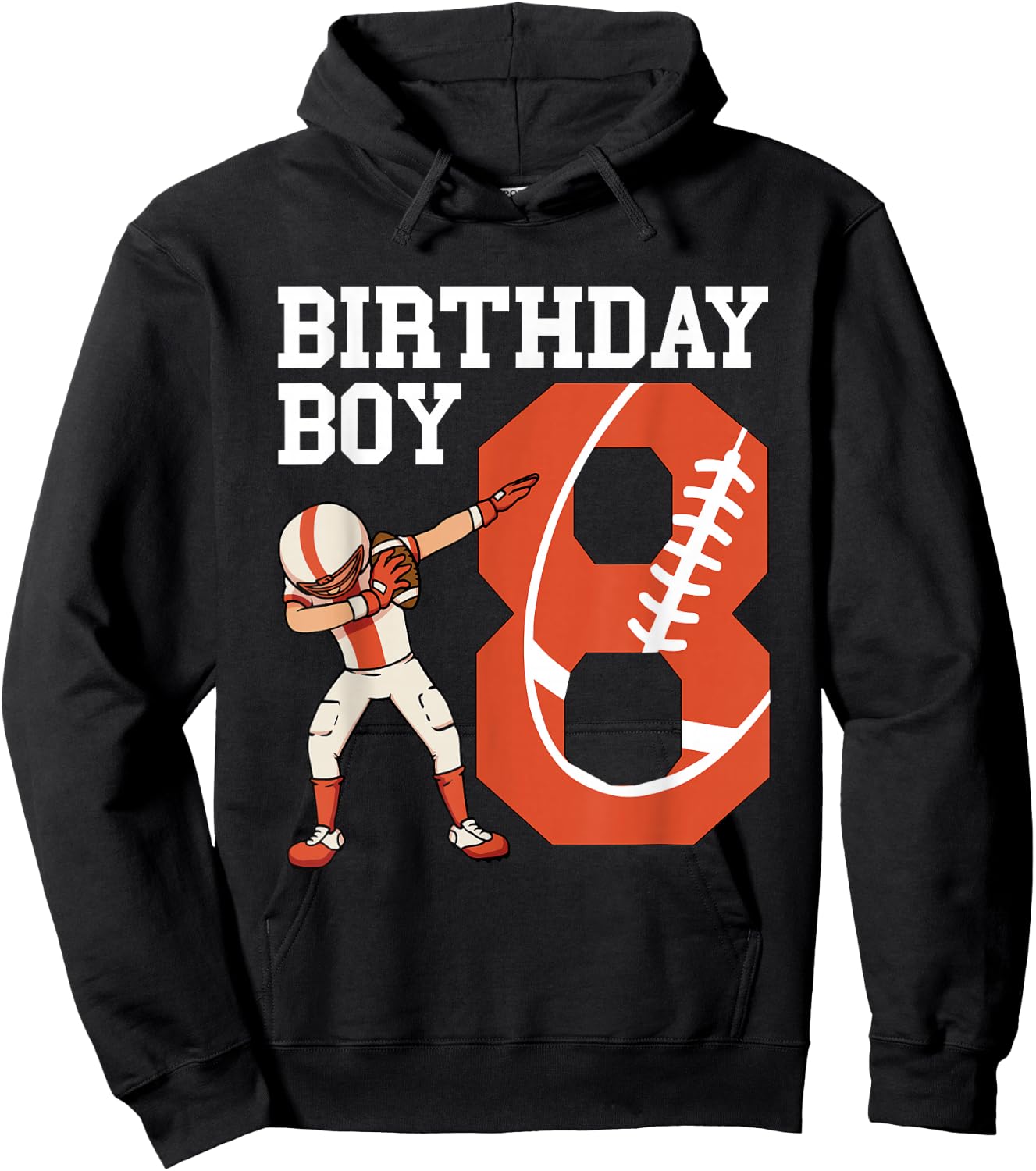 8 Years Old Boy Football Player 8th Football Birthday Boys Hoodie - Hoodie | Black