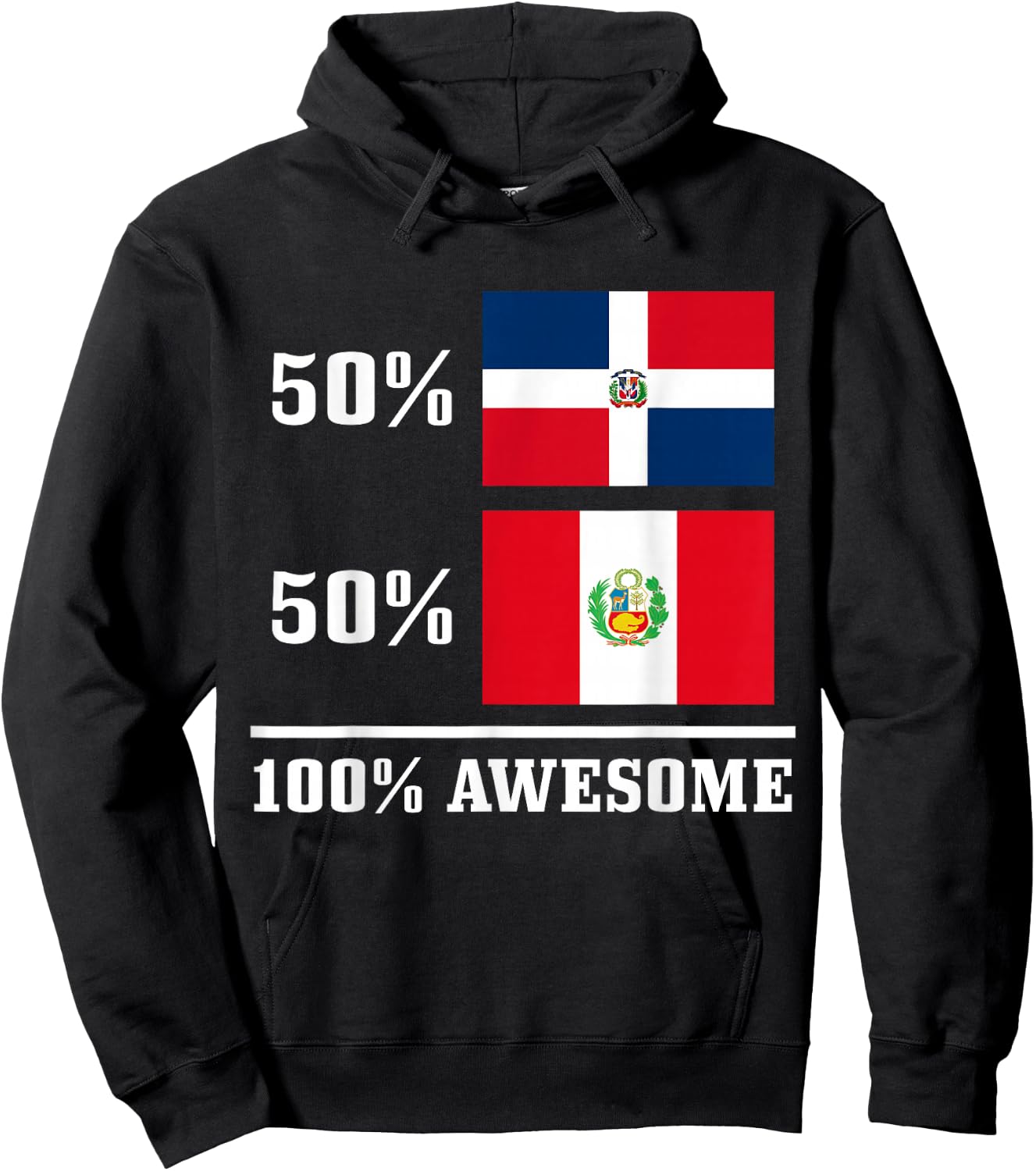 50% Dominican Republic 50% Peruvian Flag Hoodie - Hoodie | Black