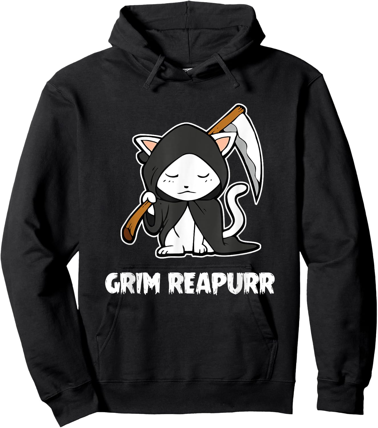 Grim Reapurr Grim Reaper Cat Halloween Costume Kitten Cats Hoodie - Hoodie | Black