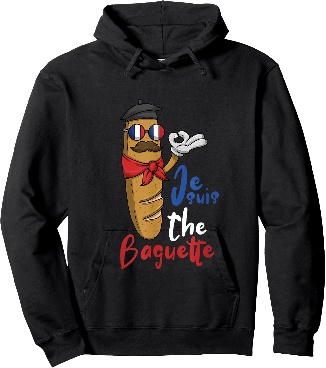 Breakfast French Baguette Flag Sunglasses Hoodie - Hoodie | Black