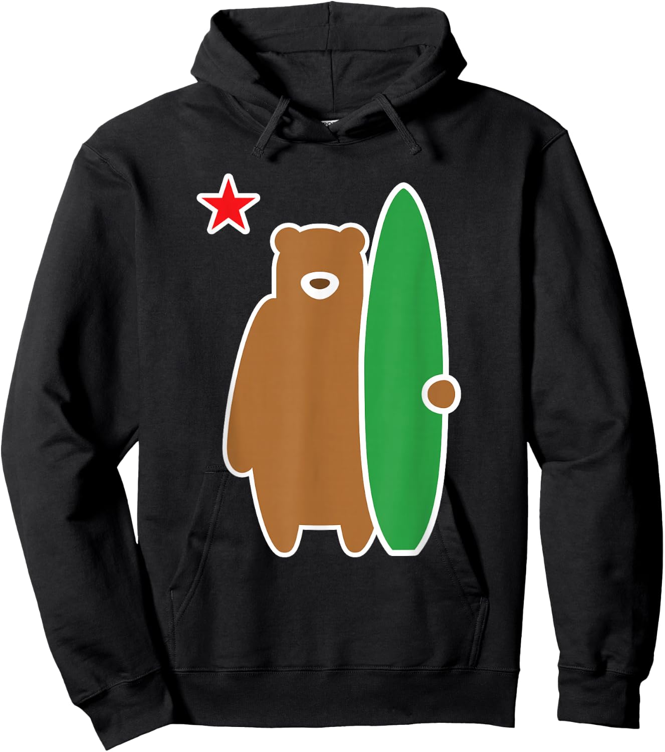 California Bear with Surf Board Surfing Hoodie - Hoodie | Black