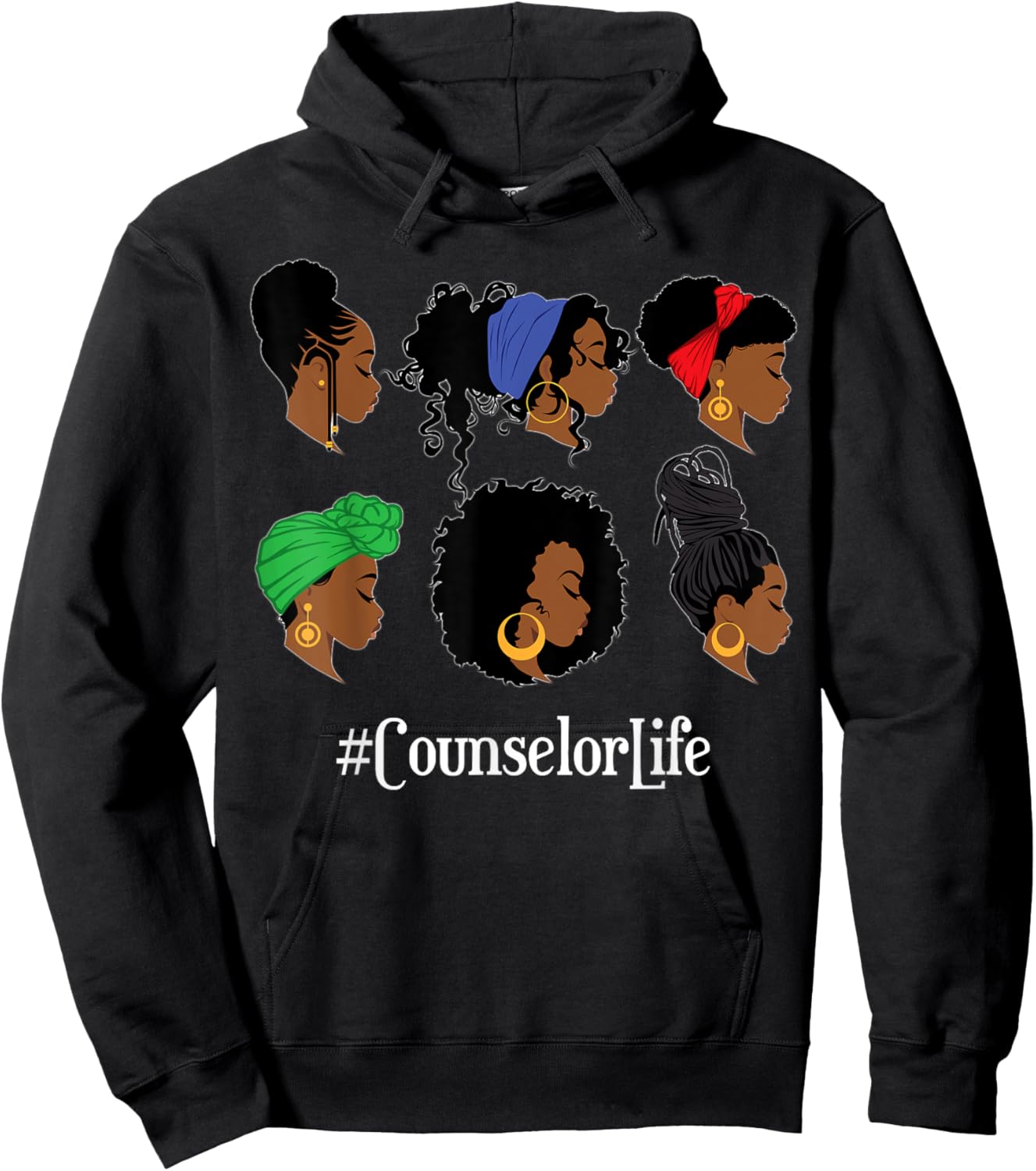 School Counselor Life Black African American Afro Woman Hoodie - Hoodie | Black