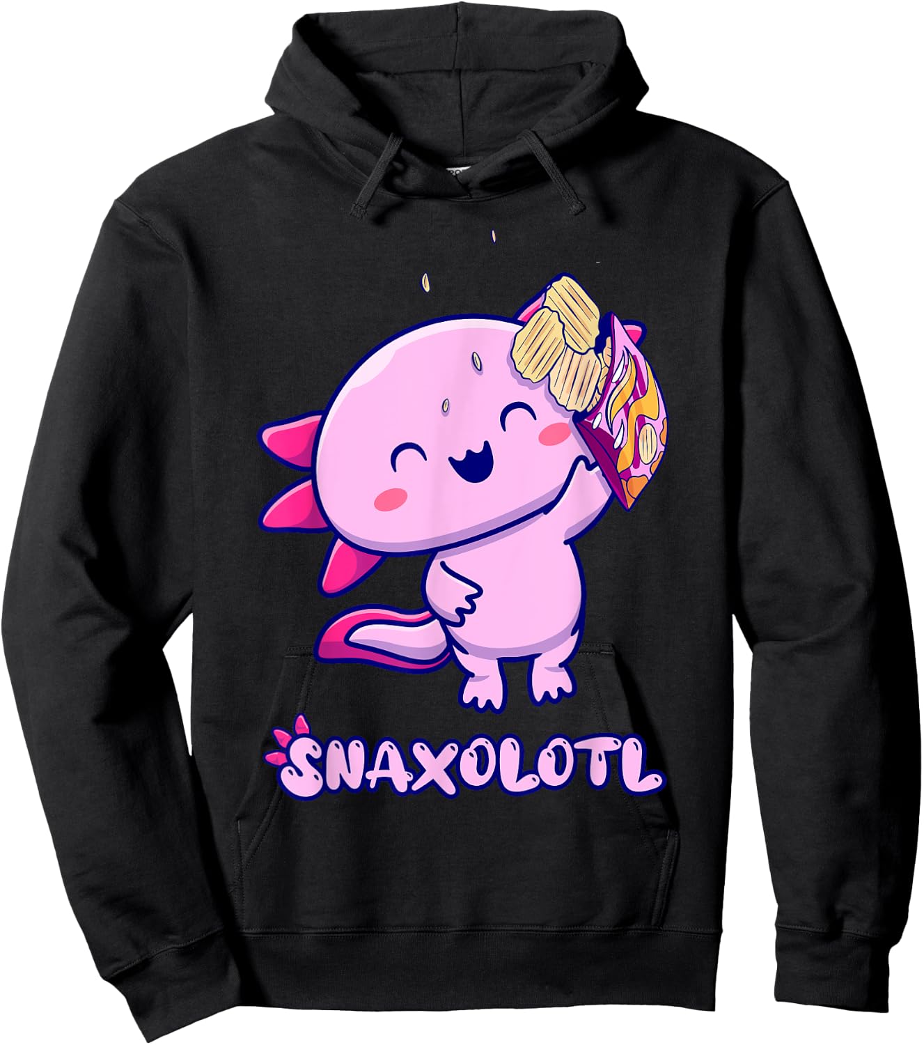 Snaxolotl Pink Axolotl with Snacks Hoodie - Hoodie | Black