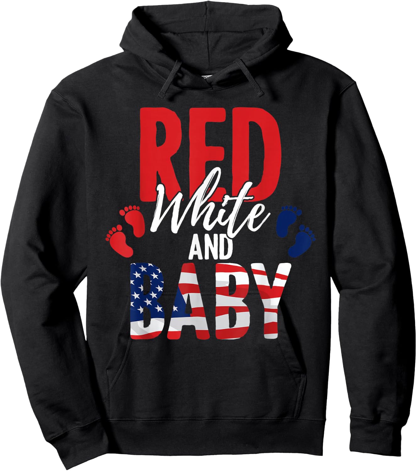 Red White & Baby Announcement 4th of July New Mom & Dad Hoodie - Hoodie | Black