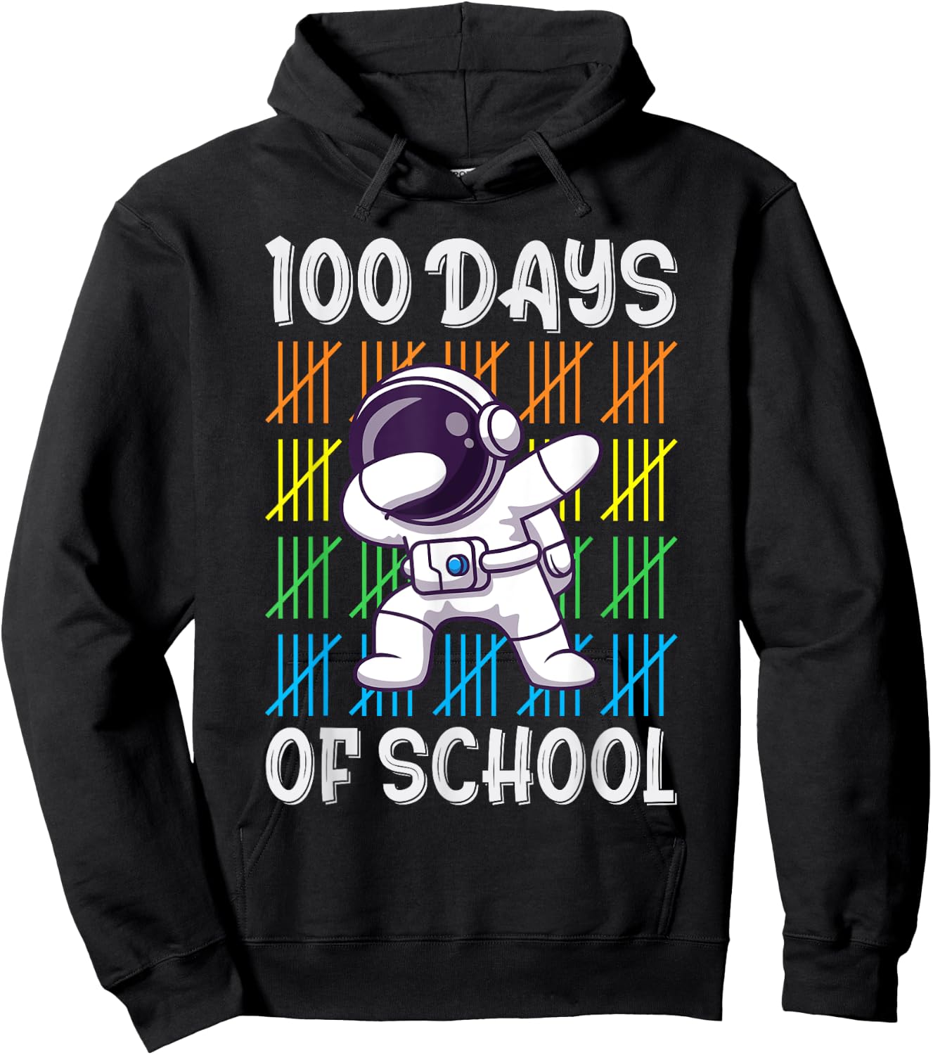 100th Day of School Boys Girls Kids Funny Dabbing Astronaut Hoodie - Hoodie | Black