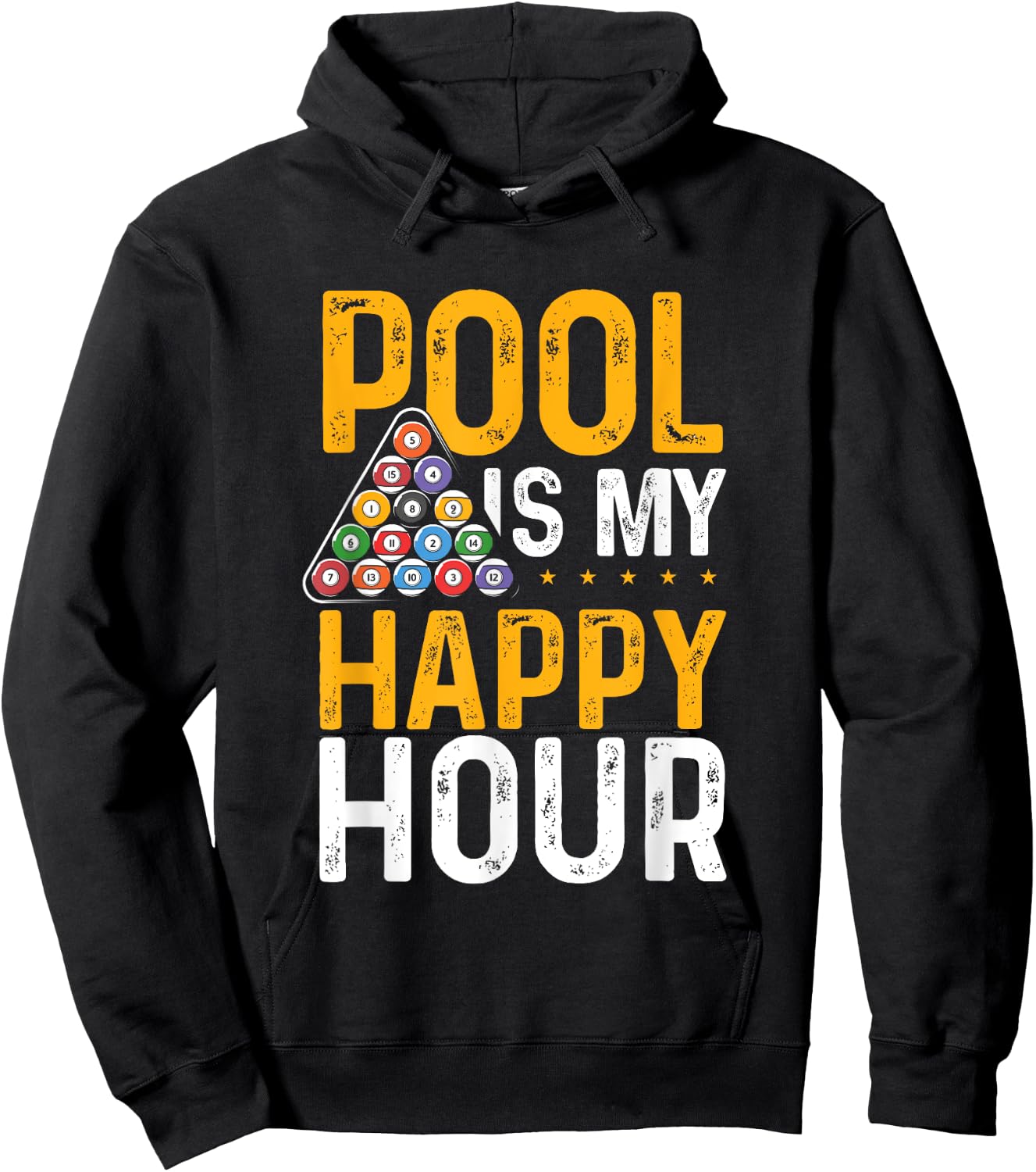 Pool Is My Happy Hour 8 Ball Playing Pool Billards Hoodie - Hoodie | Black